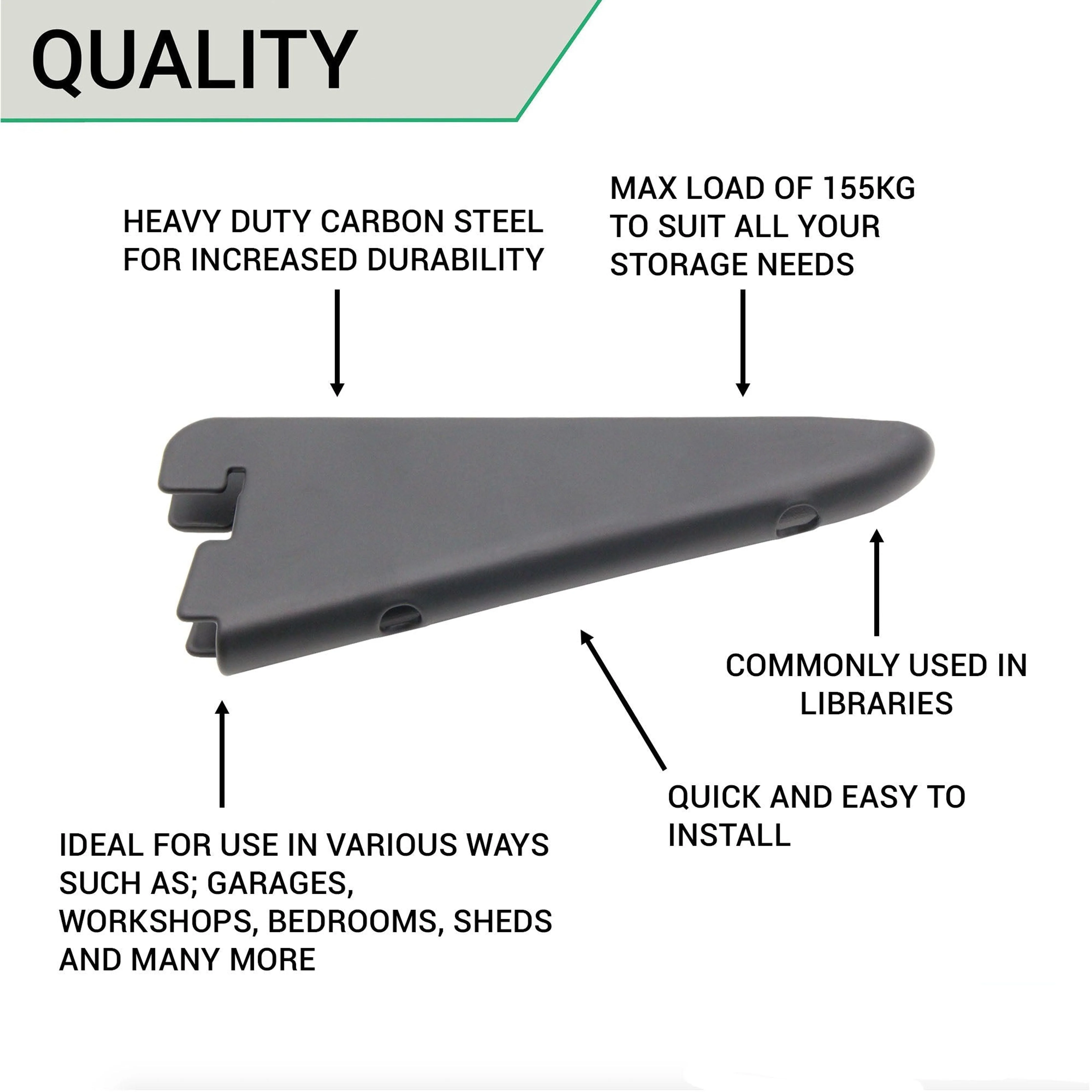 Twin Slot Shelving - Bracket - Black - 120mm - Image 6