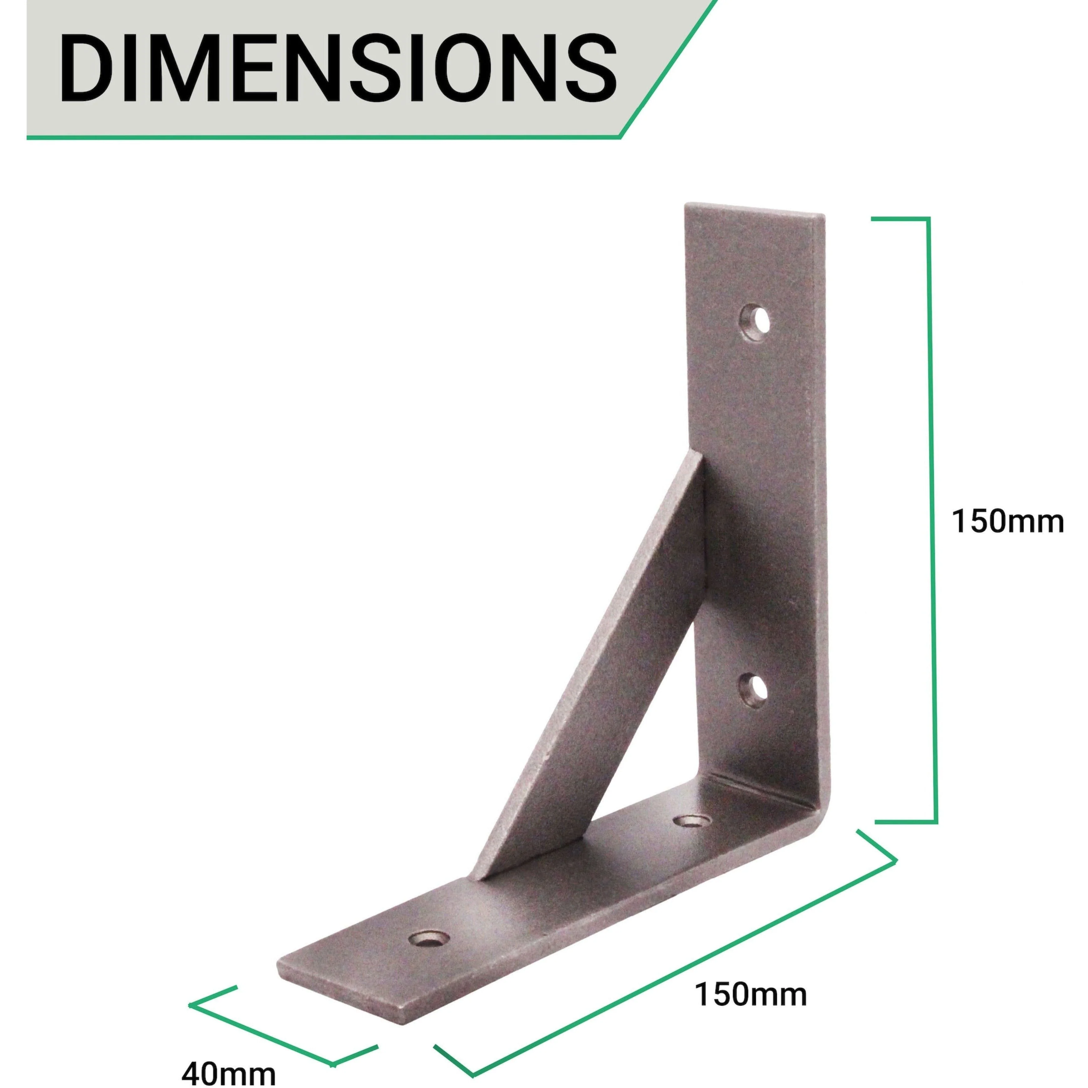 Scaffold Board Shelf Brackets Strong 150mm PAIR Reinforced Heavy Duty Rustic Wall Mounted Supports - Image 2