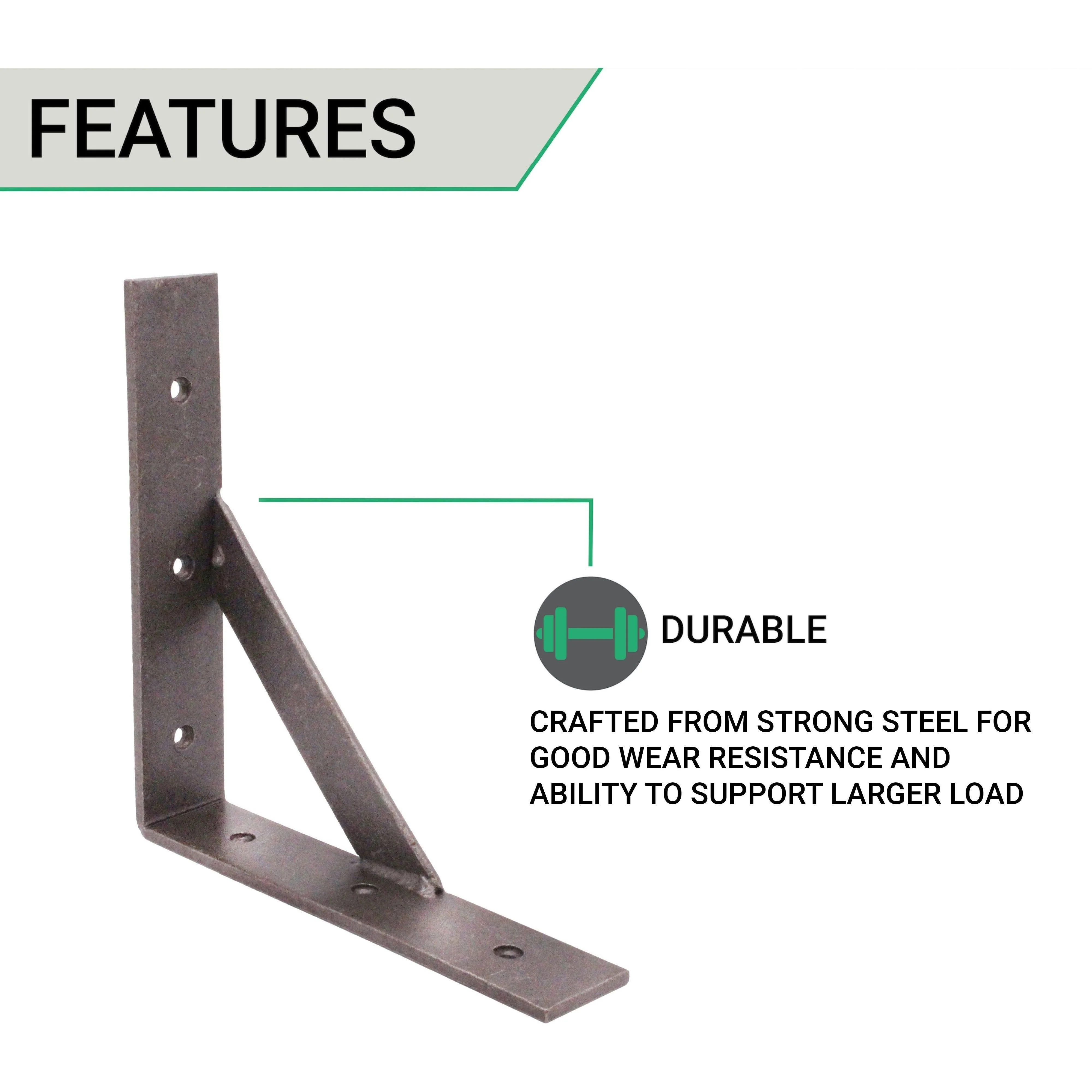 Scaffold Board Shelf Brackets Strong 150mm PAIR Reinforced Heavy Duty Rustic Wall Mounted Supports - Image 3
