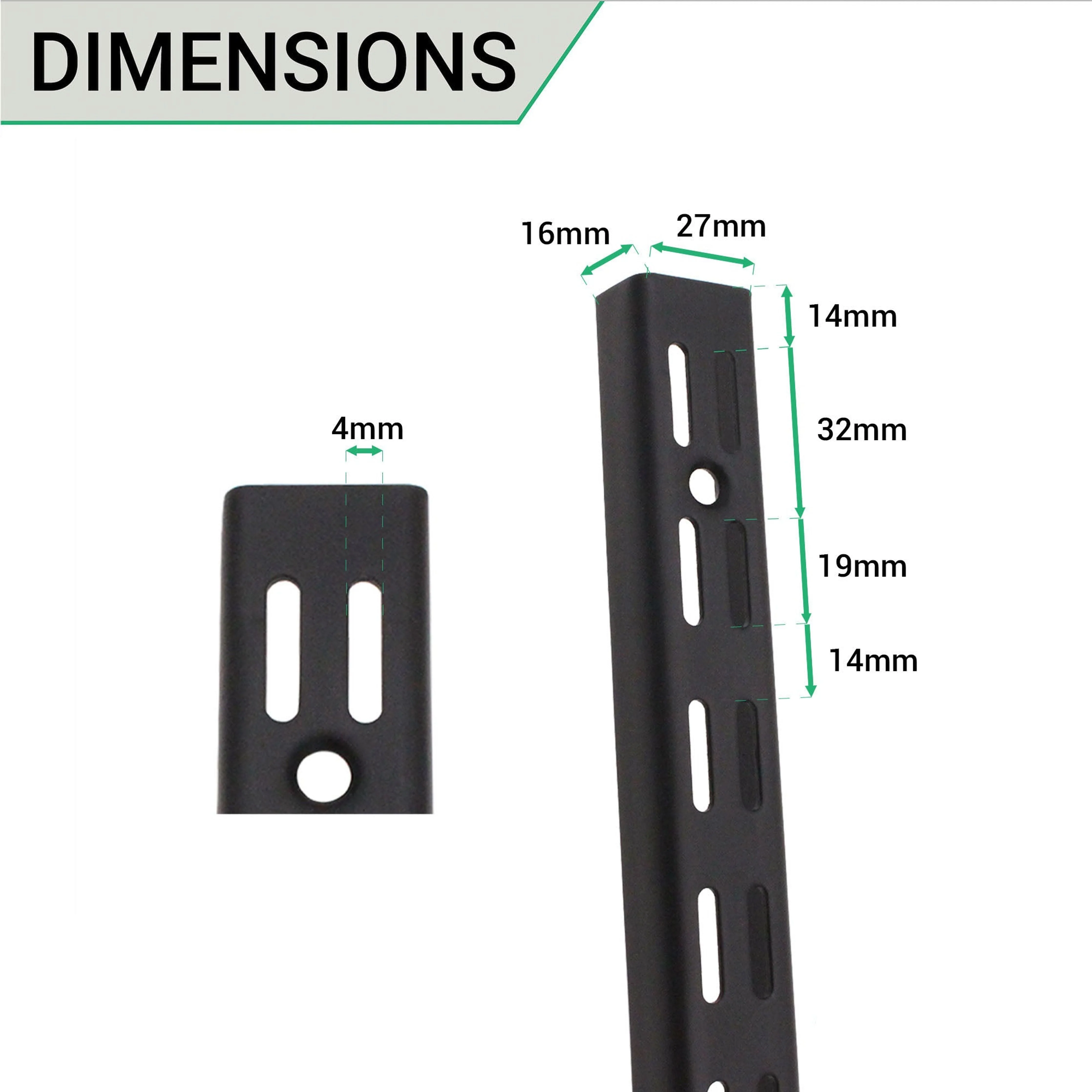 Twin Slot Shelving - Upright - Black - 1980mm - Image 3