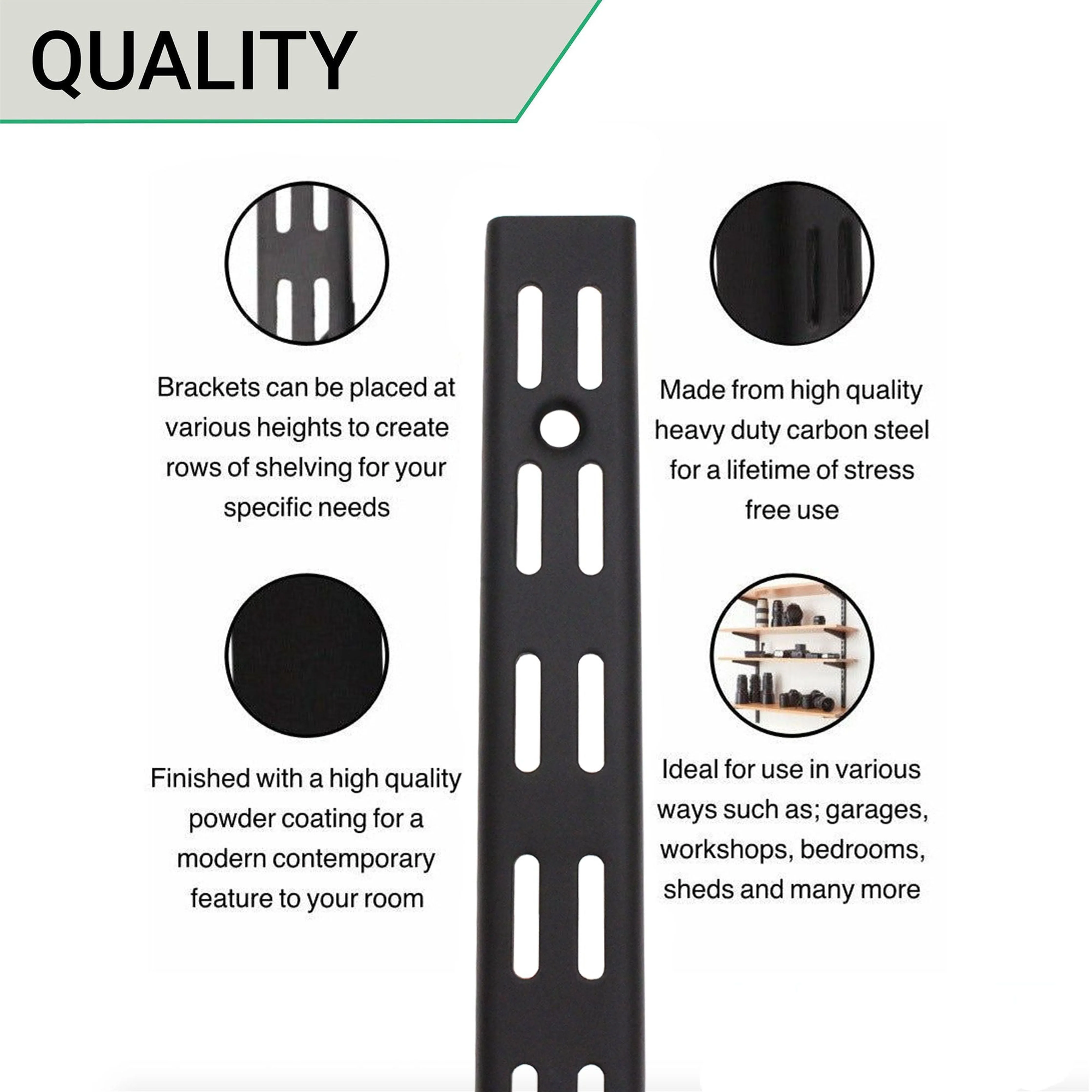 Twin Slot Shelving - Upright - Black - 1980mm - Image 5