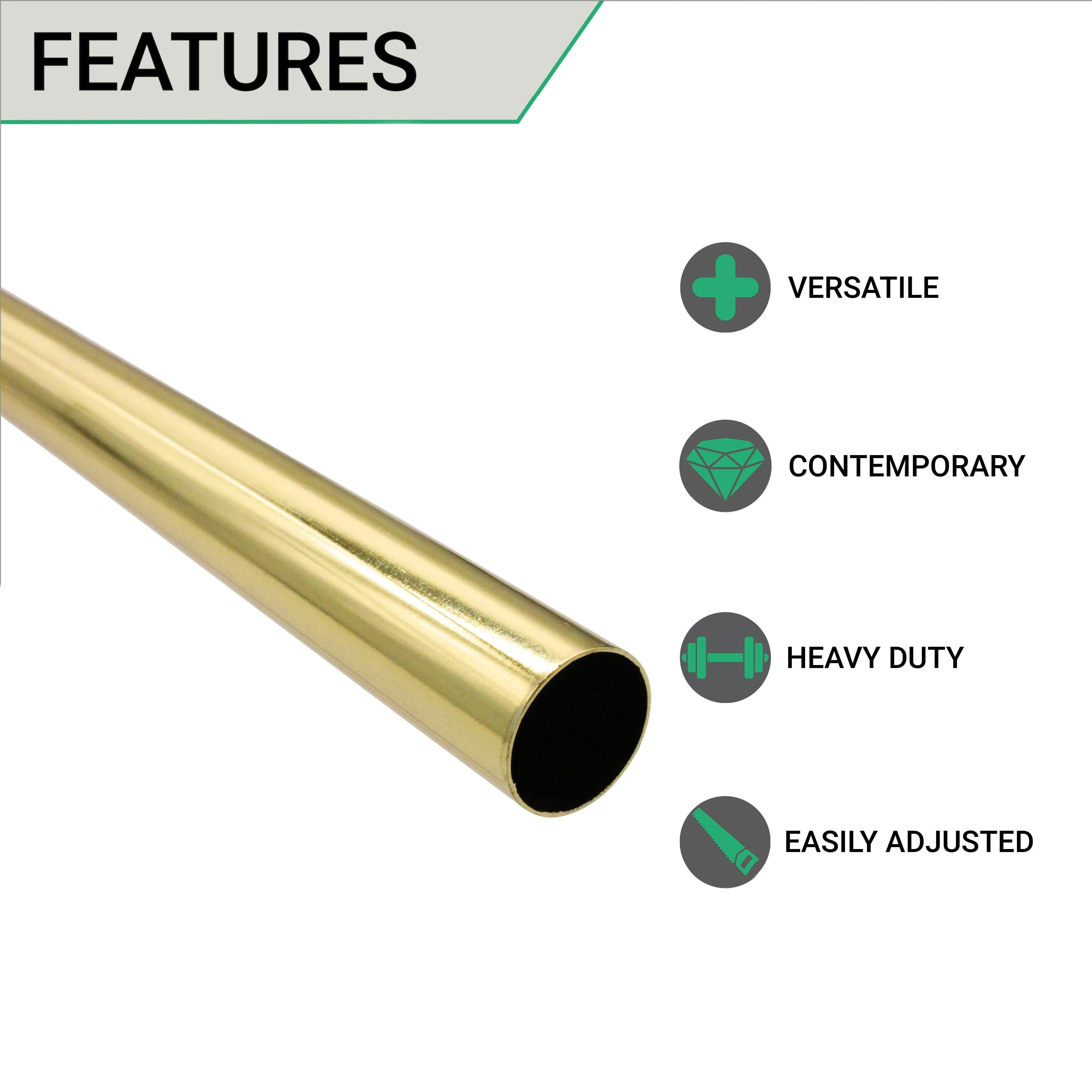 Wardrobe Clothes Rail - 19mm X 1219mm - Brass Plated - Image 2