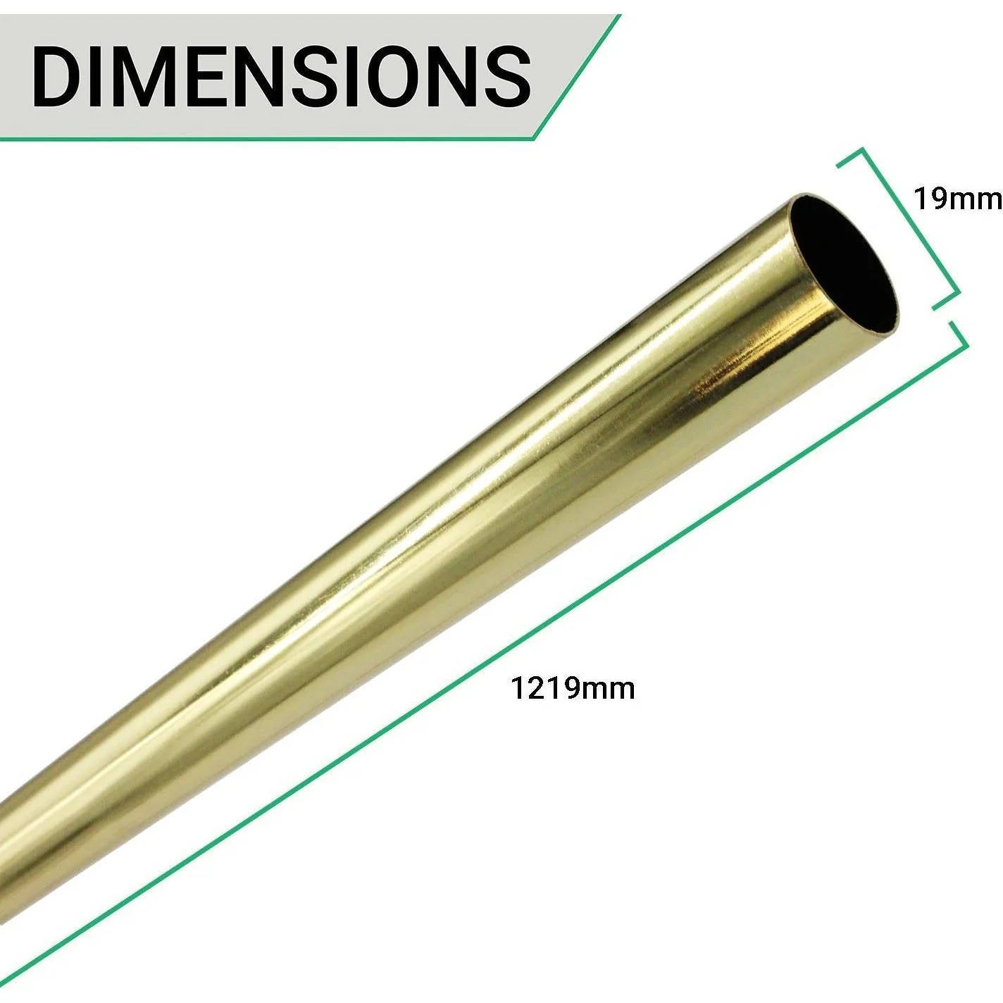 Wardrobe Clothes Rail - 19mm X 1219mm - Brass Plated - Image 4