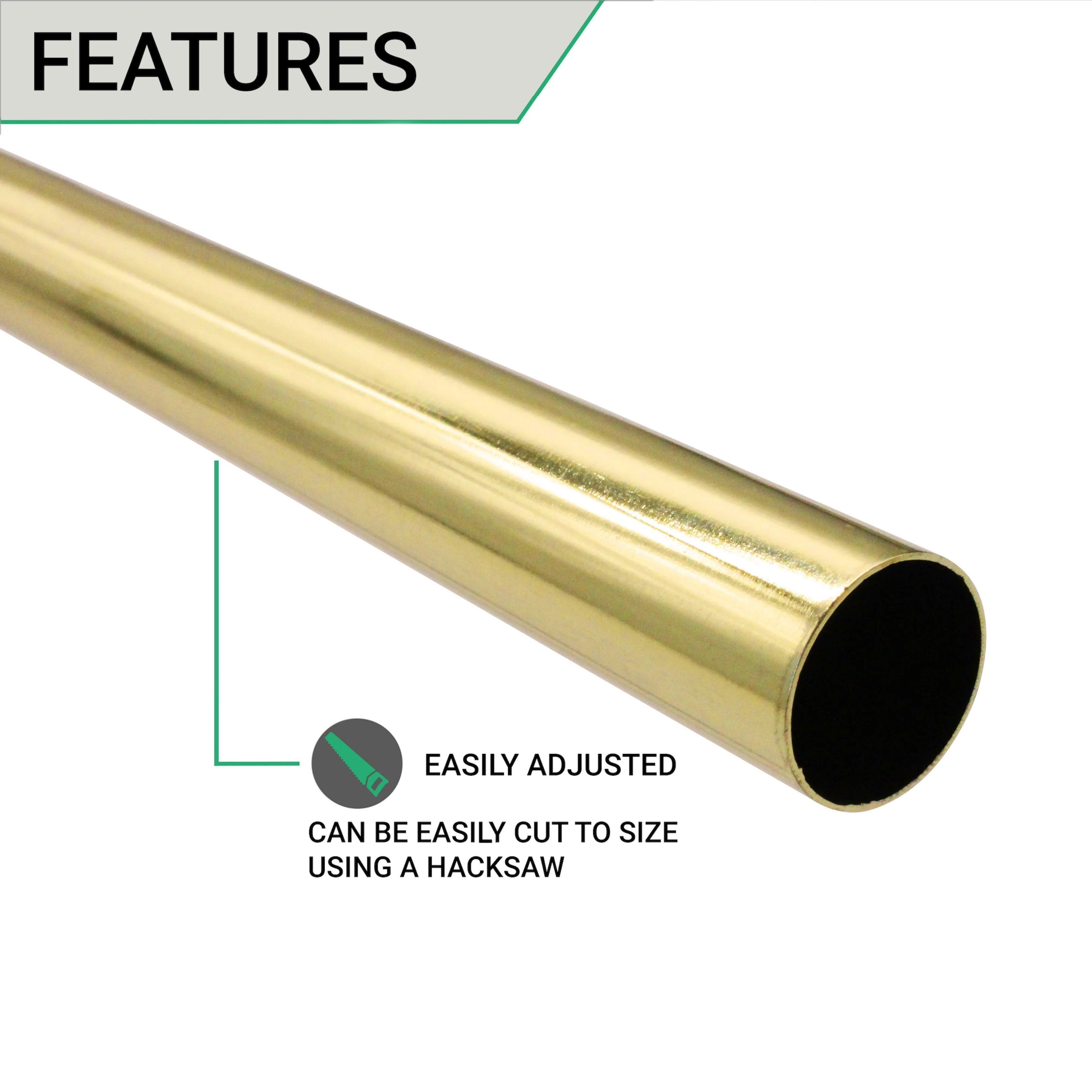 Wardrobe Clothes Rail - 19mm X 914mm - Brass Plated - Image 3
