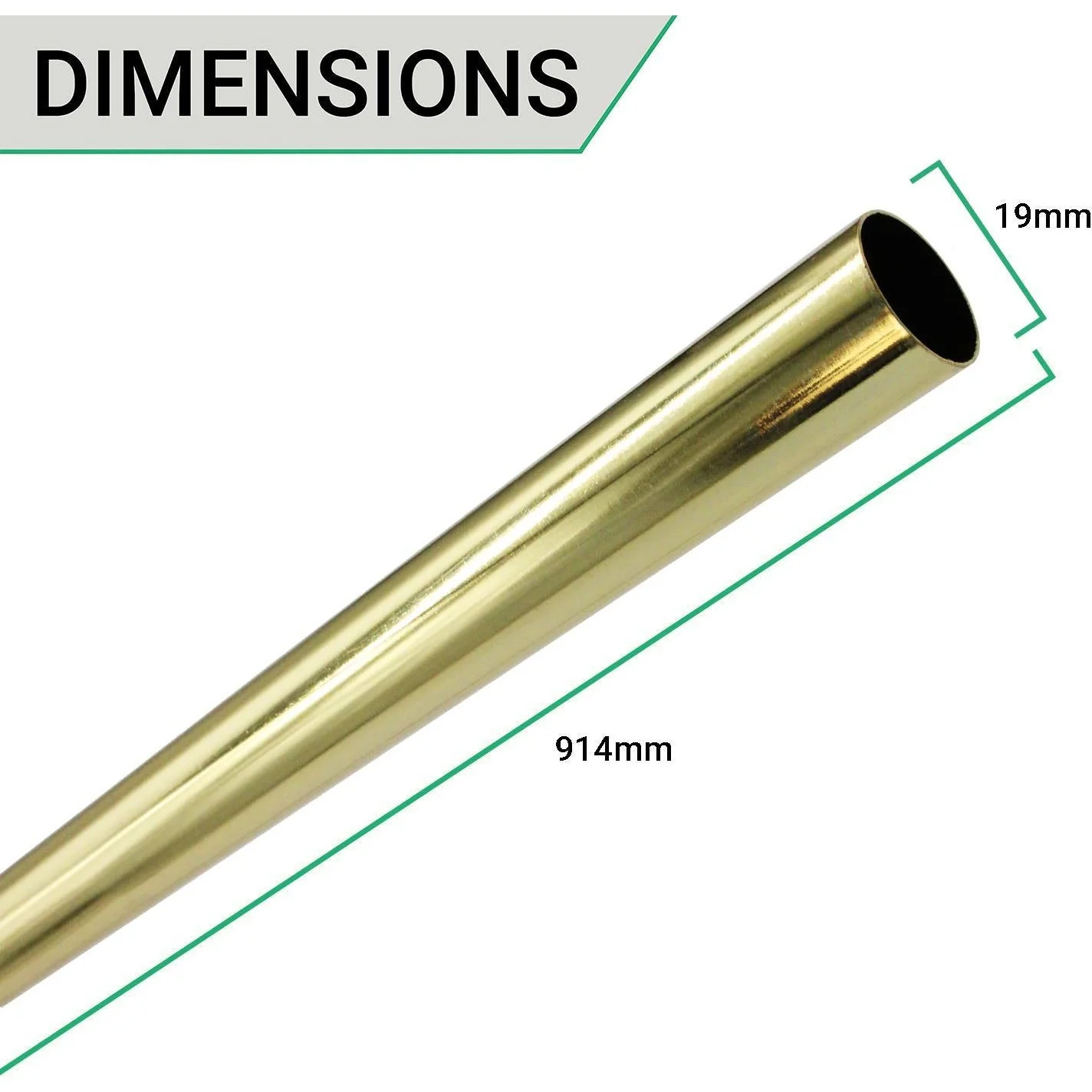 Wardrobe Clothes Rail - 19mm X 914mm - Brass Plated - Image 4