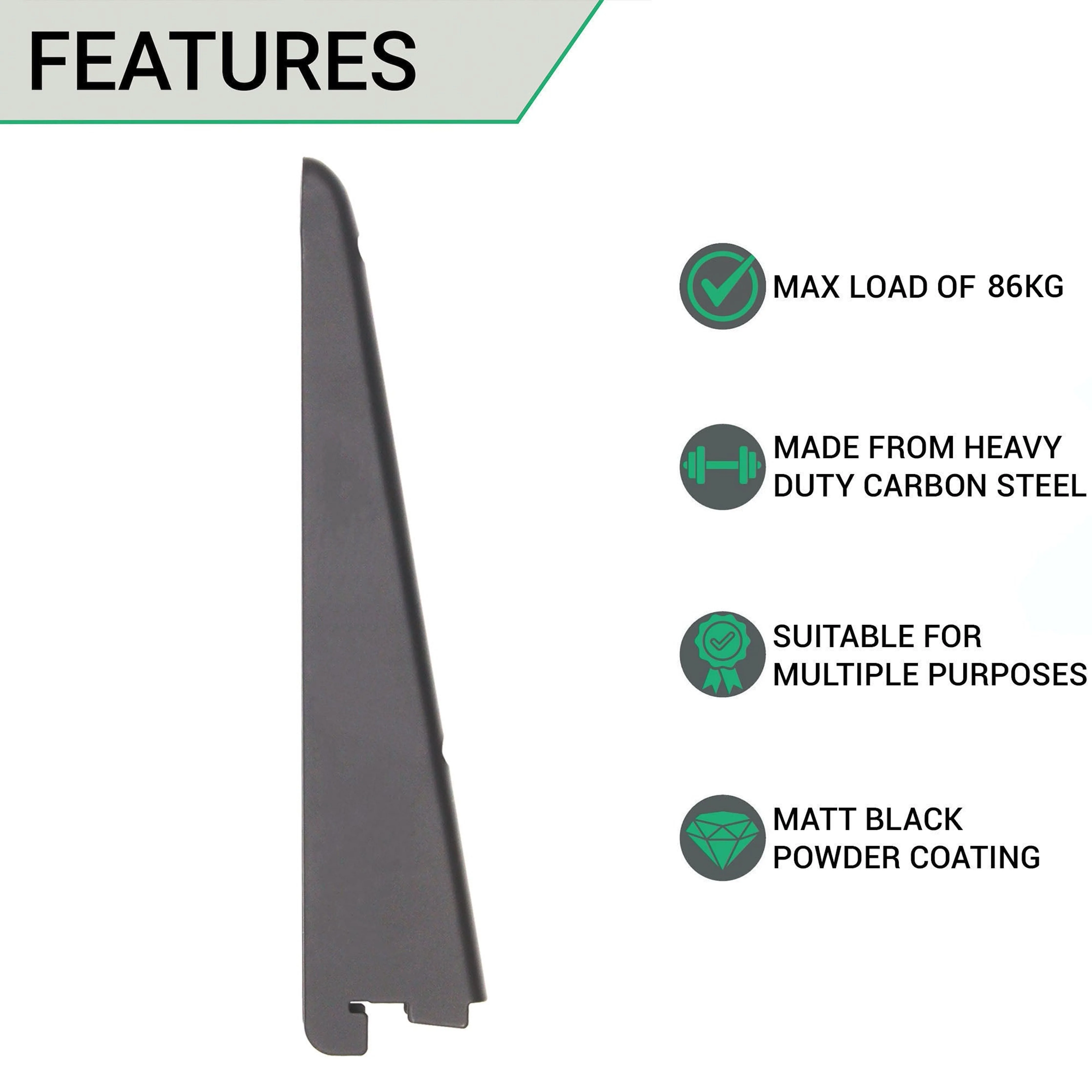 Twin Slot Shelving - Bracket - Black - 220mm - Image 2