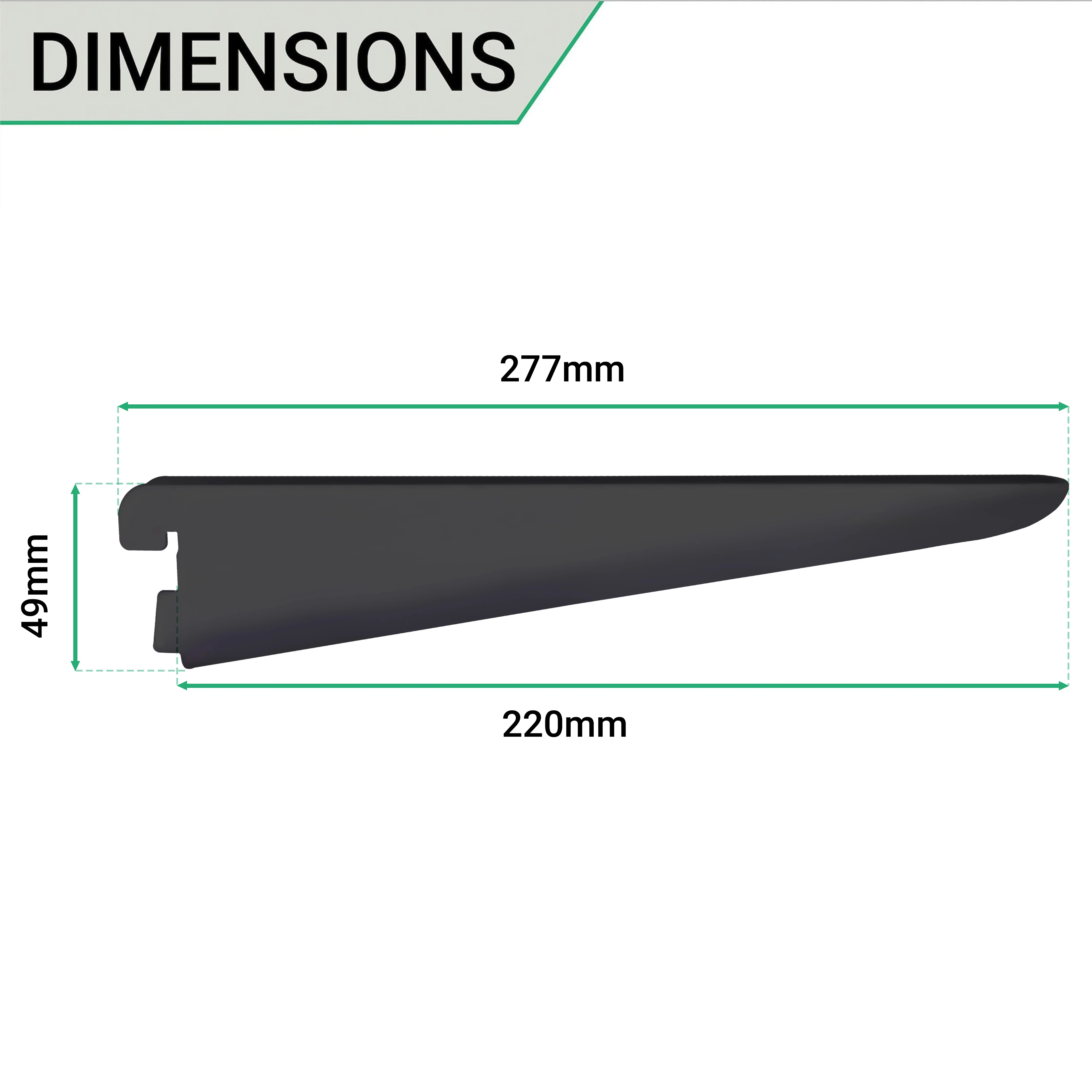 Twin Slot Shelving - Bracket - Black - 220mm - Image 4