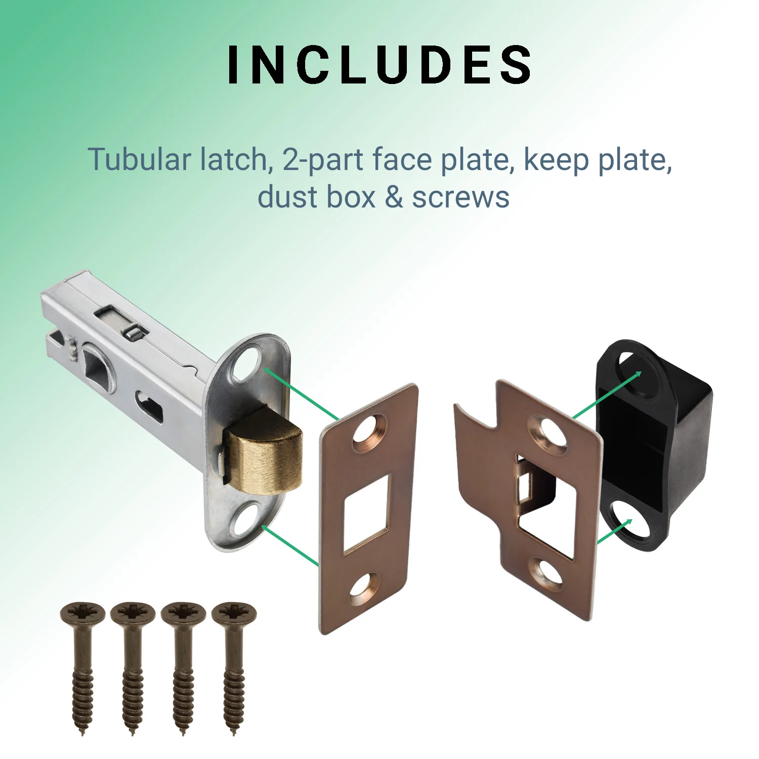 3 inch/76mm Tubular Latch Bolt Through - 57mm Backset - Bronze - Image 5