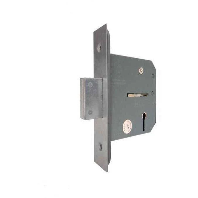 3 Lever Fire Rated Mortice Deadlock - 65mm Case 44mm Backset - Satin Chrome