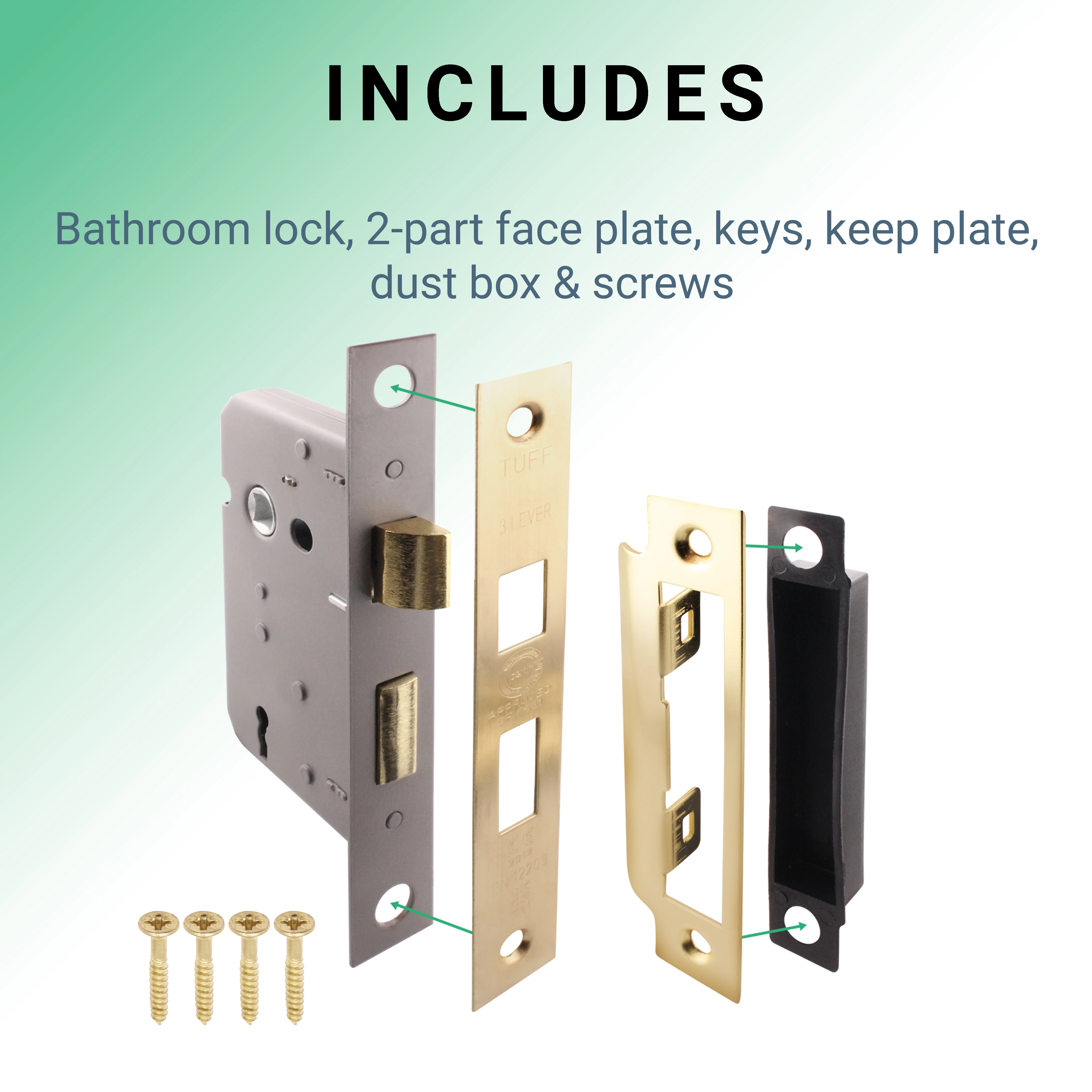 Mortice Fire Rated Sashlock - 80mm Case Size - 57mm Backset - Satin Brass - Image 4