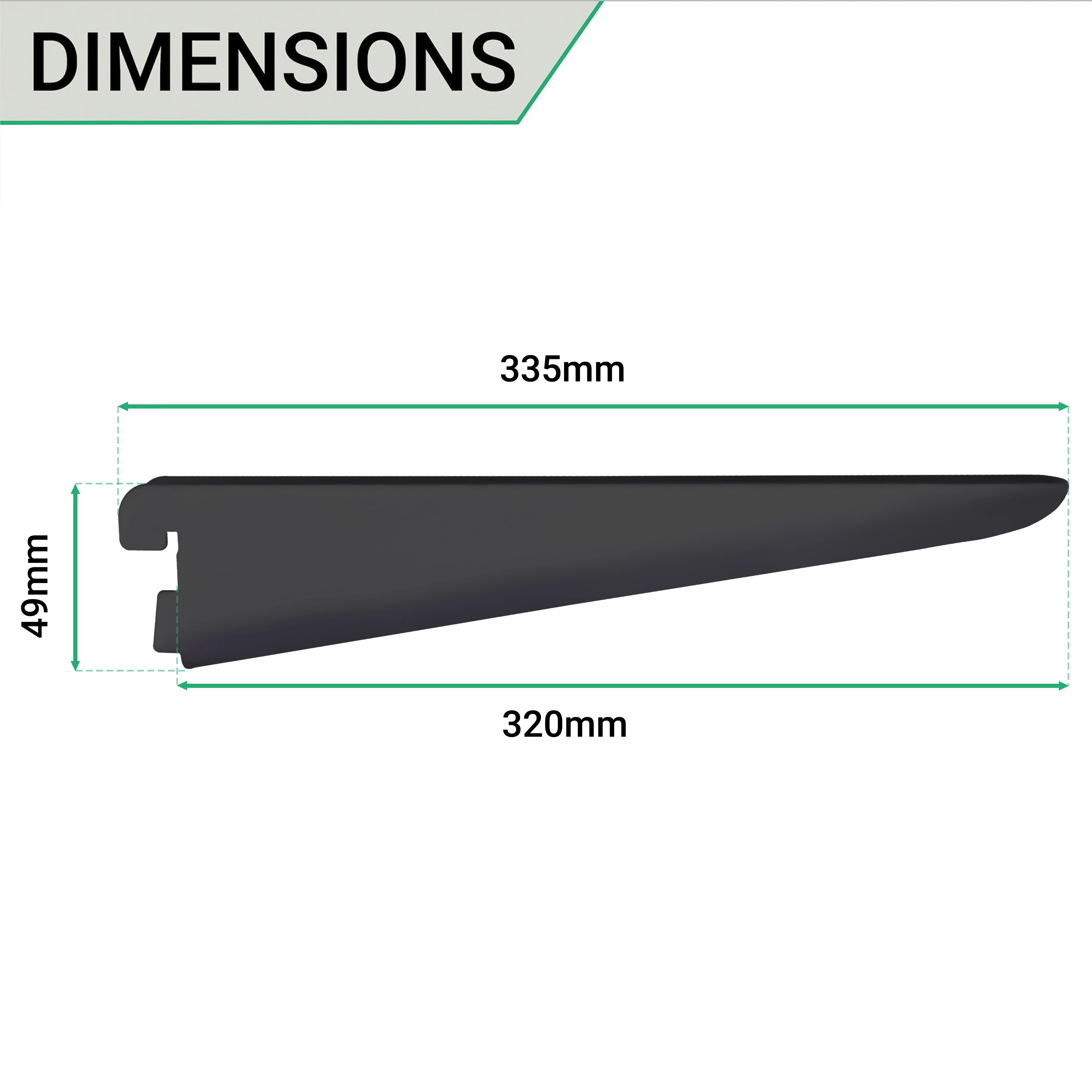Twin Slot Shelving - Bracket - Black - 320mm - Image 4