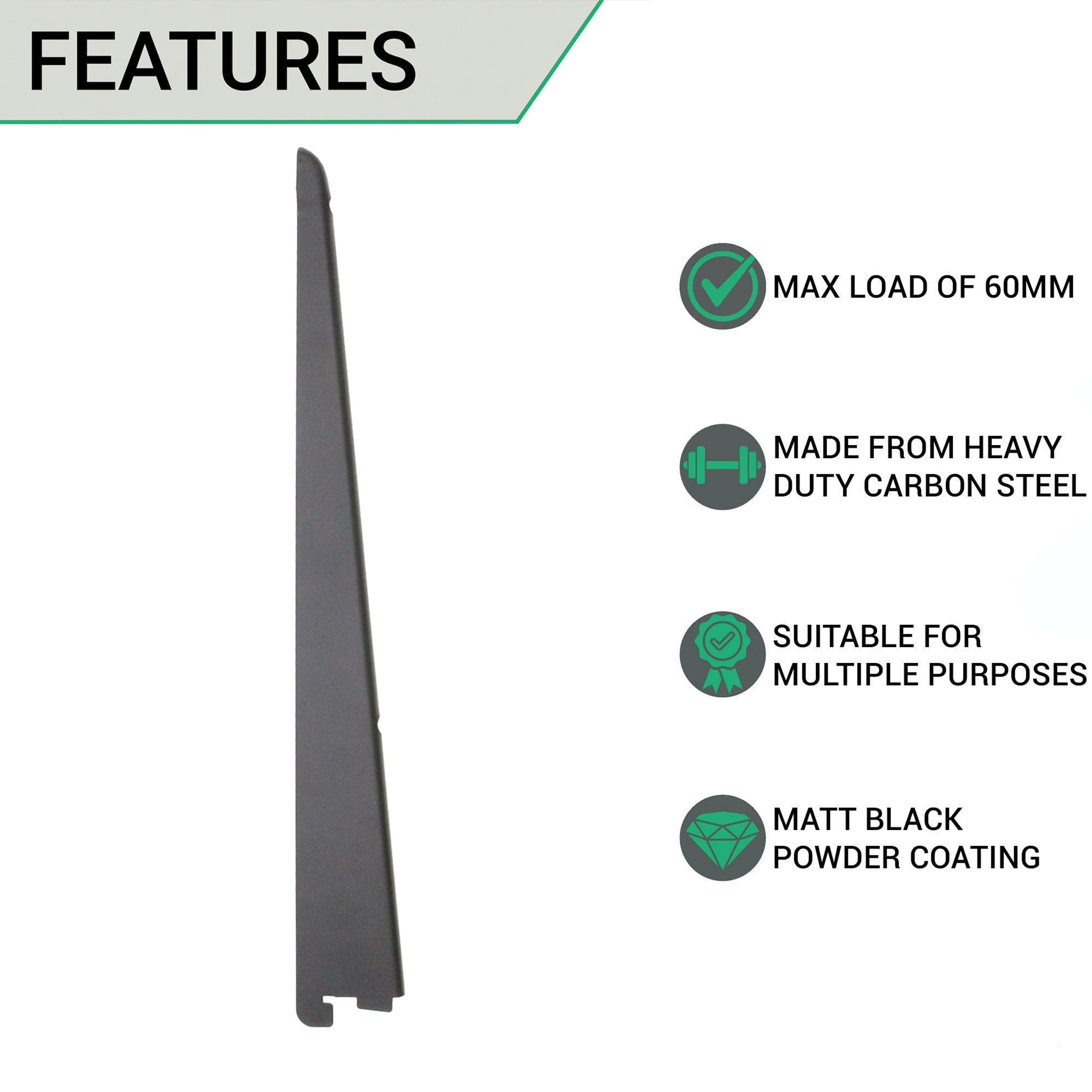 Twin Slot Shelving - Bracket - Black - 370mm - Image 2