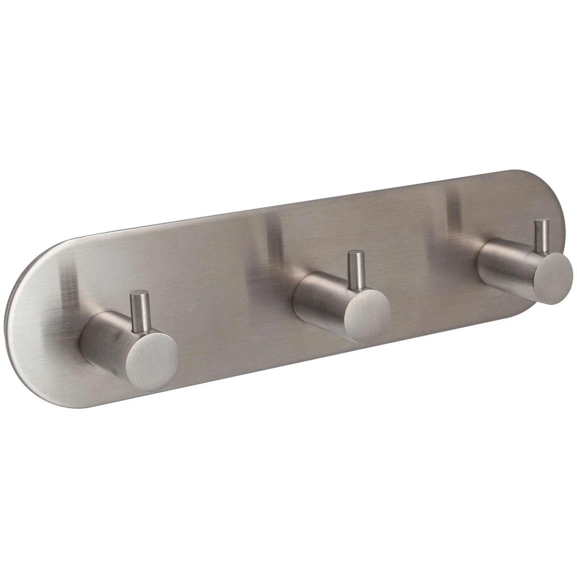 3-Hook Robe Hooks on Plate Self Adhesive - 192x48mm - Satin Stainless Steel