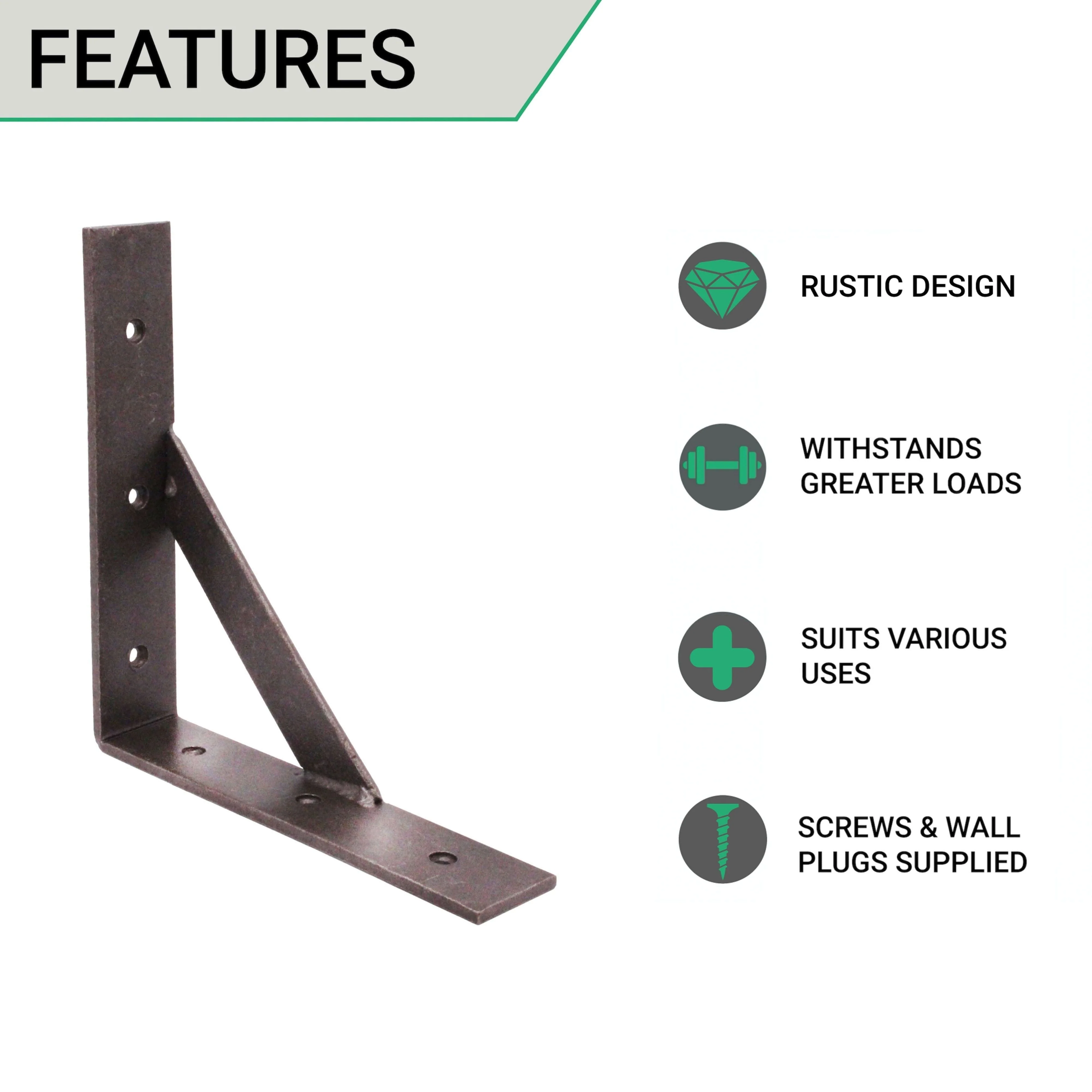 Scaffold Board Shelf Brackets Strong 400mm PAIR Reinforced Heavy Duty Rustic Wall Mounted Supports - Image 4