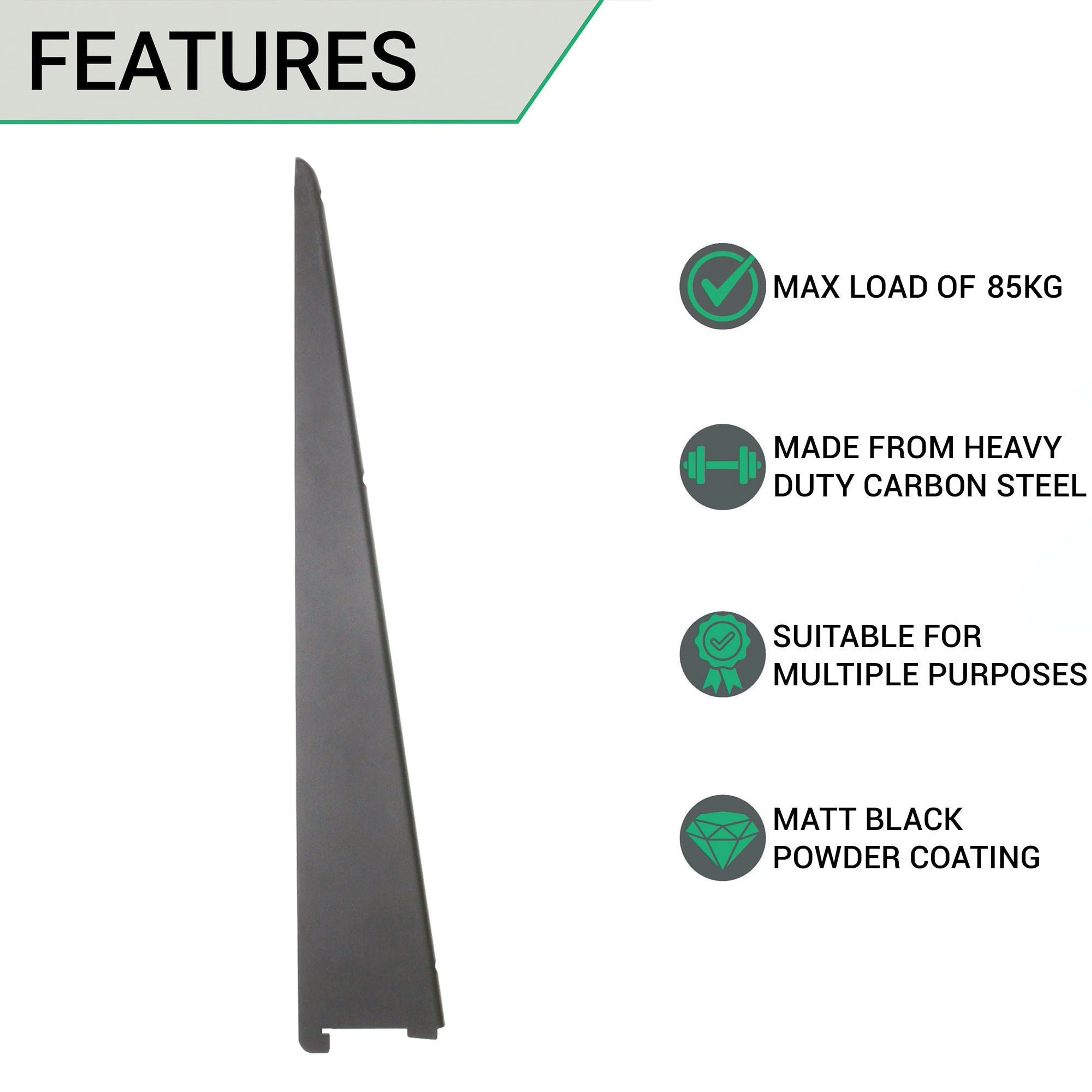 Twin Slot Shelving - Bracket - Black - 470mm - Image 2