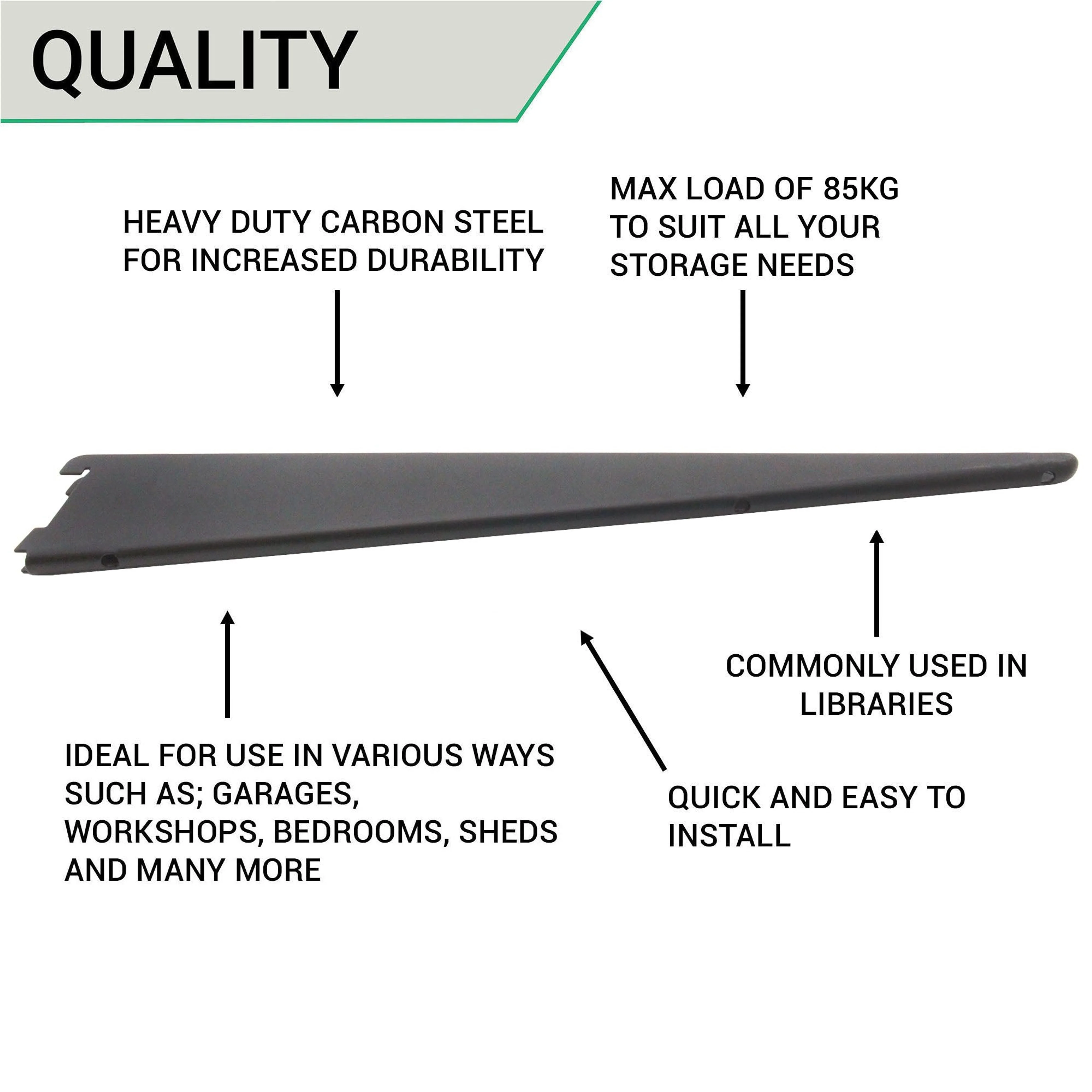 Twin Slot Shelving - Bracket - Black - 470mm - Image 6