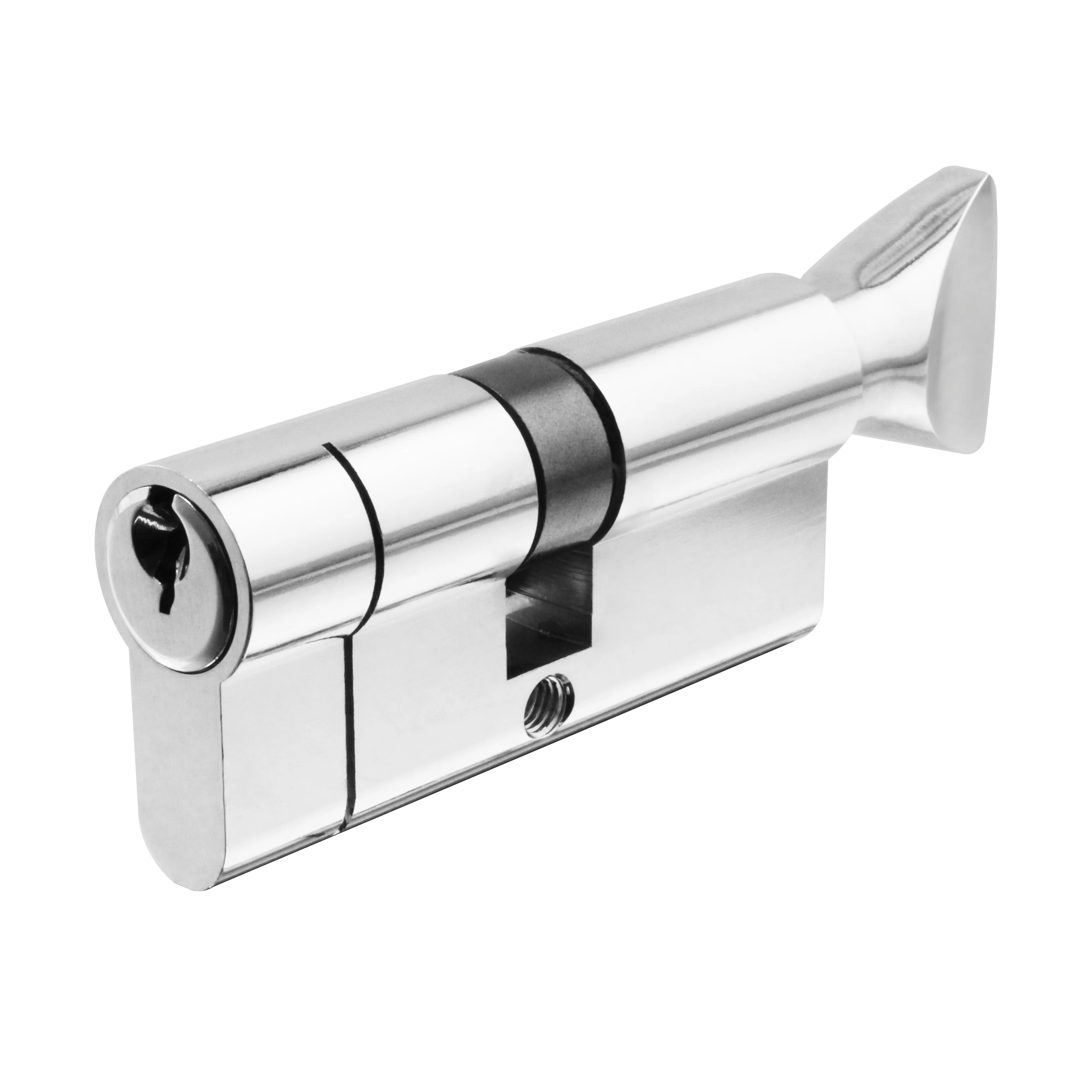 5 Pin 30/30mm 60mm [25+25+10mm] Euro Cylinder and Turn - Keyed to Differ - Polished Chrome
