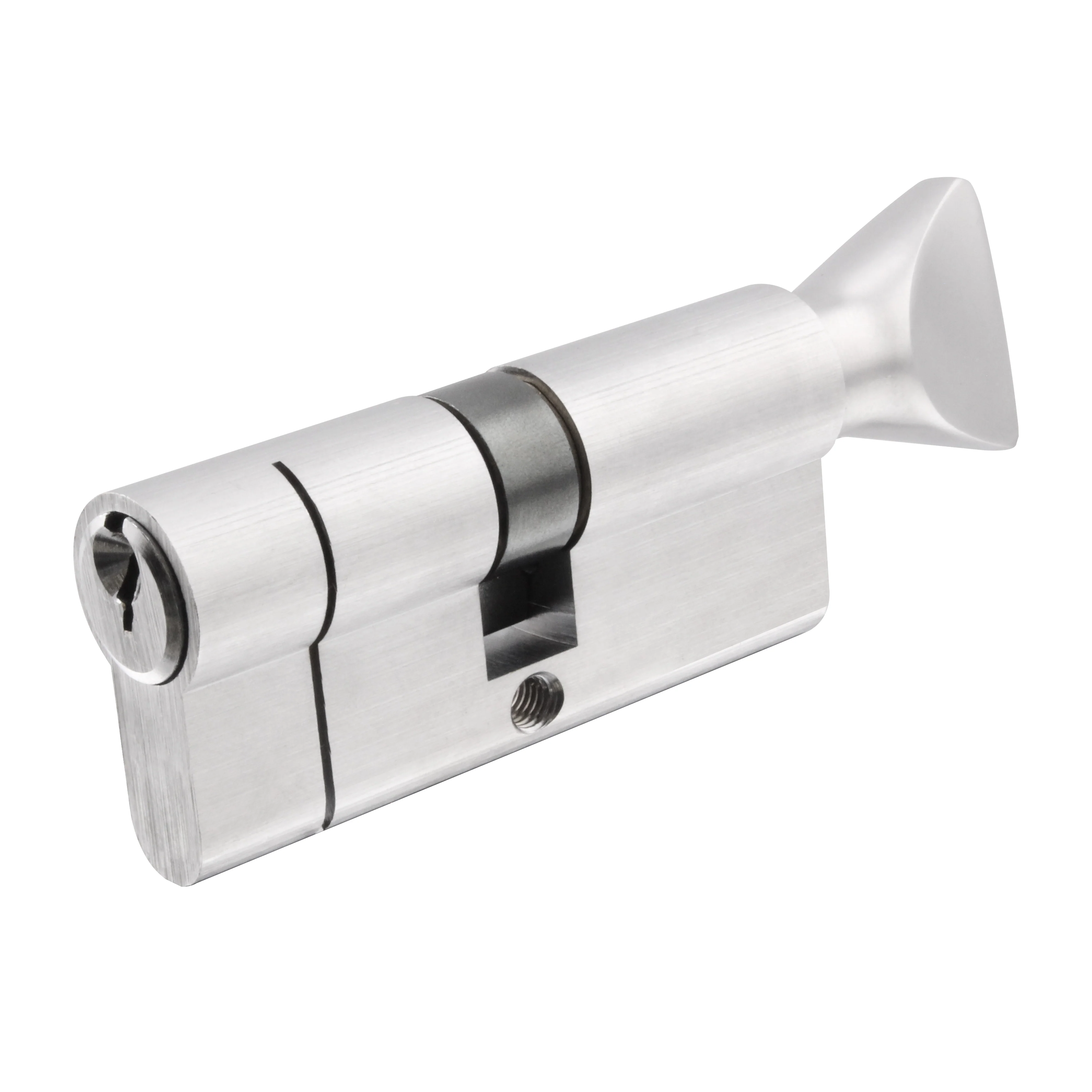 5 Pin 45/55mm 100mm [40+50+10mm] Euro Cylinder and Turn - Keyed to Differ - Satin Chrome