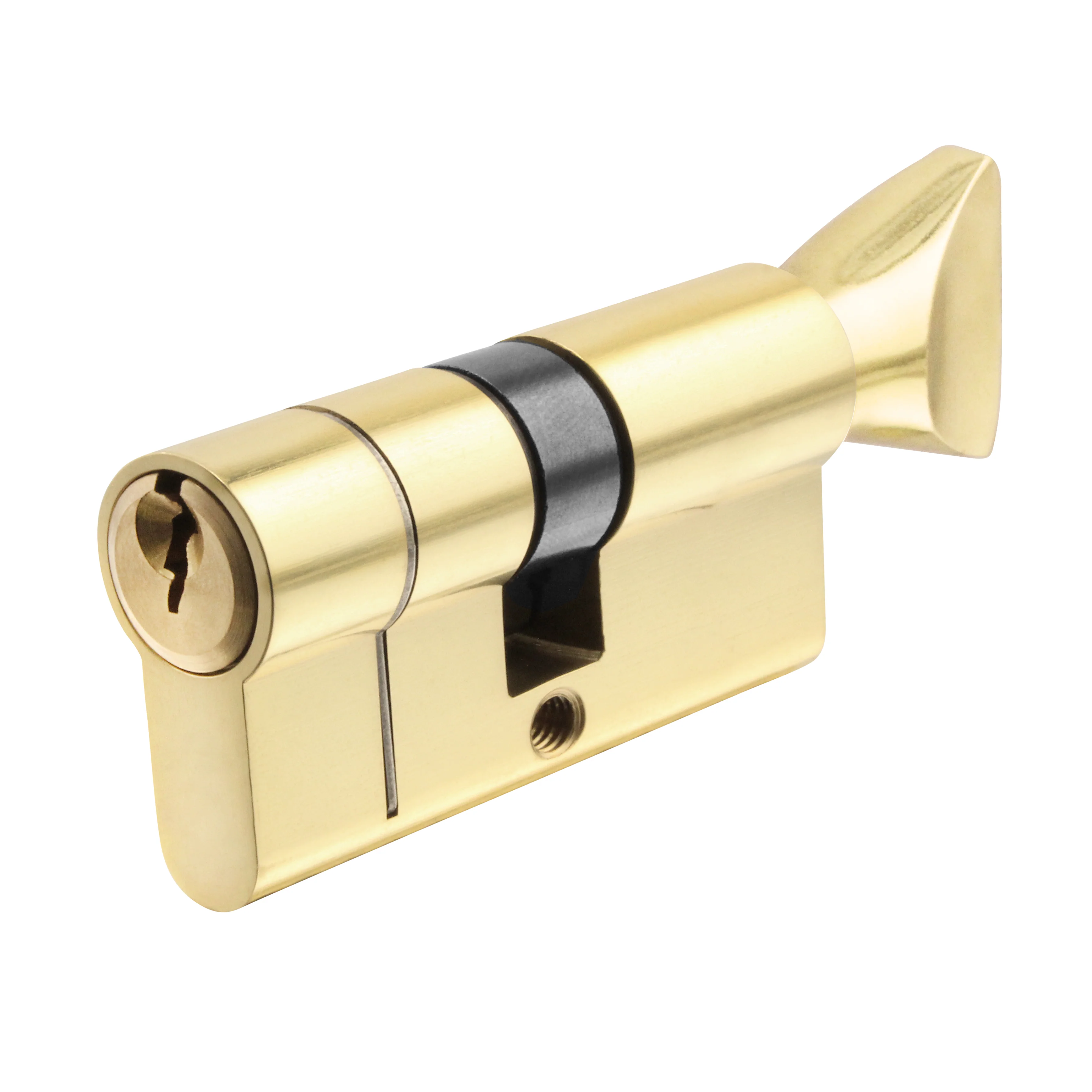 5 Pin 60/40mm 100mm [55+35+10mm] Euro Cylinder and Turn - Master Keyed - Polished Brass