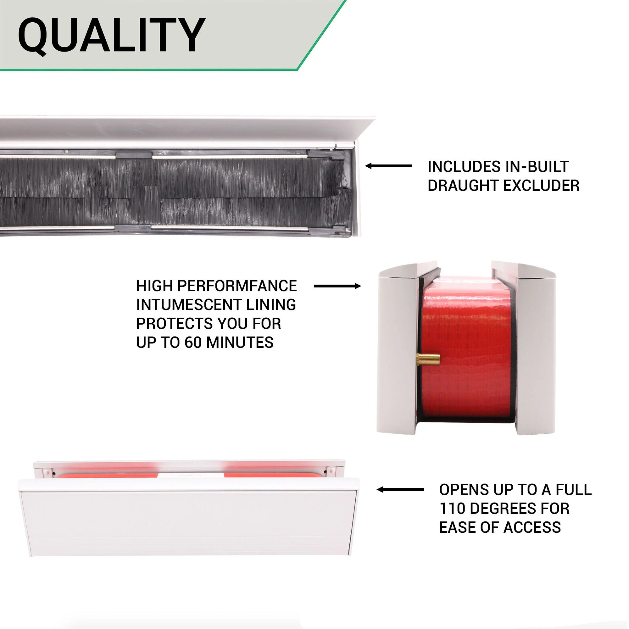 FD60 Fire Rated Telescopic Draught Proof Letter Plate - 300mm -Satin Anodised Aluminium - Image 5