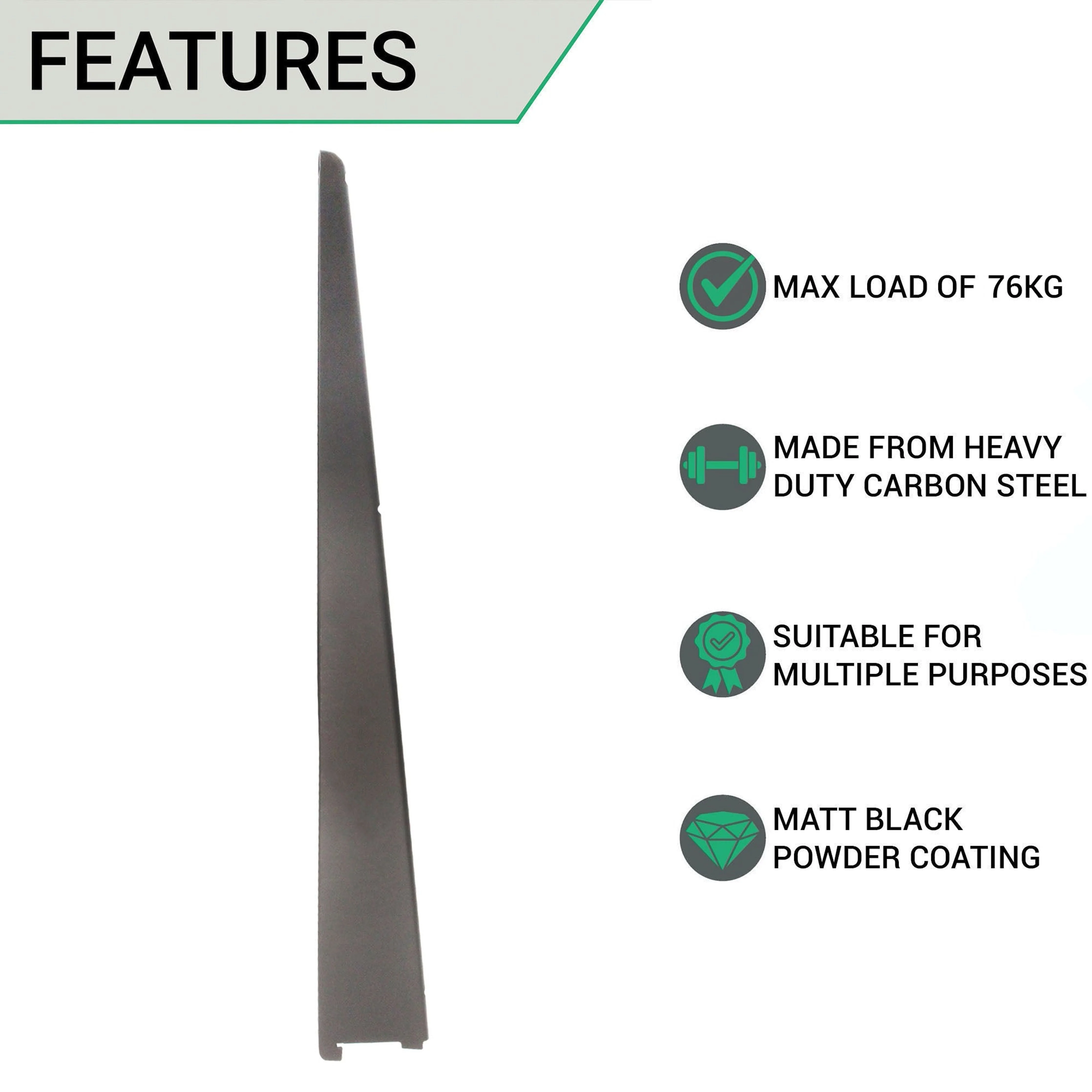 Twin Slot Shelving - Bracket - Black - 610mm - Image 2