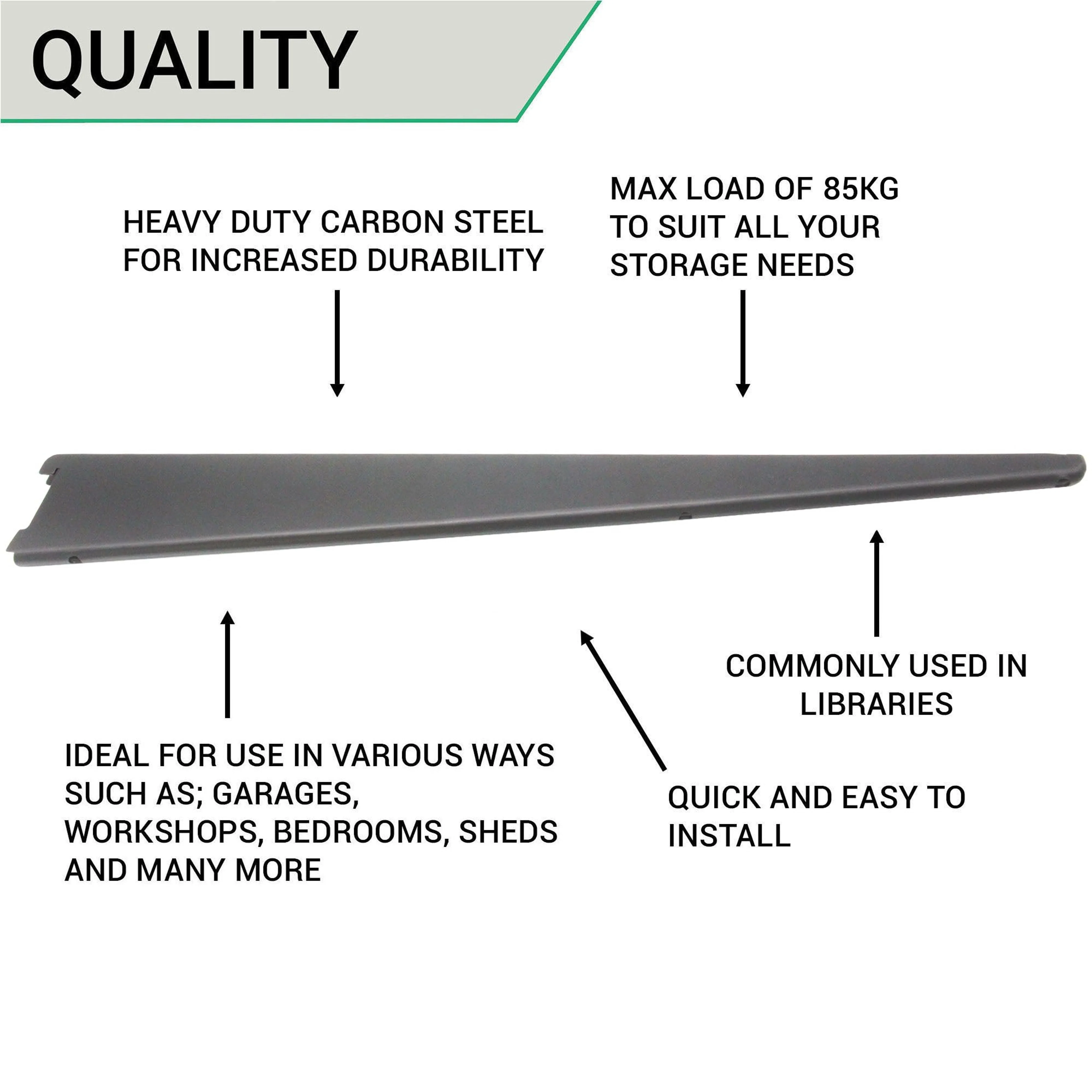 Twin Slot Shelving - Bracket - Black - 610mm - Image 6