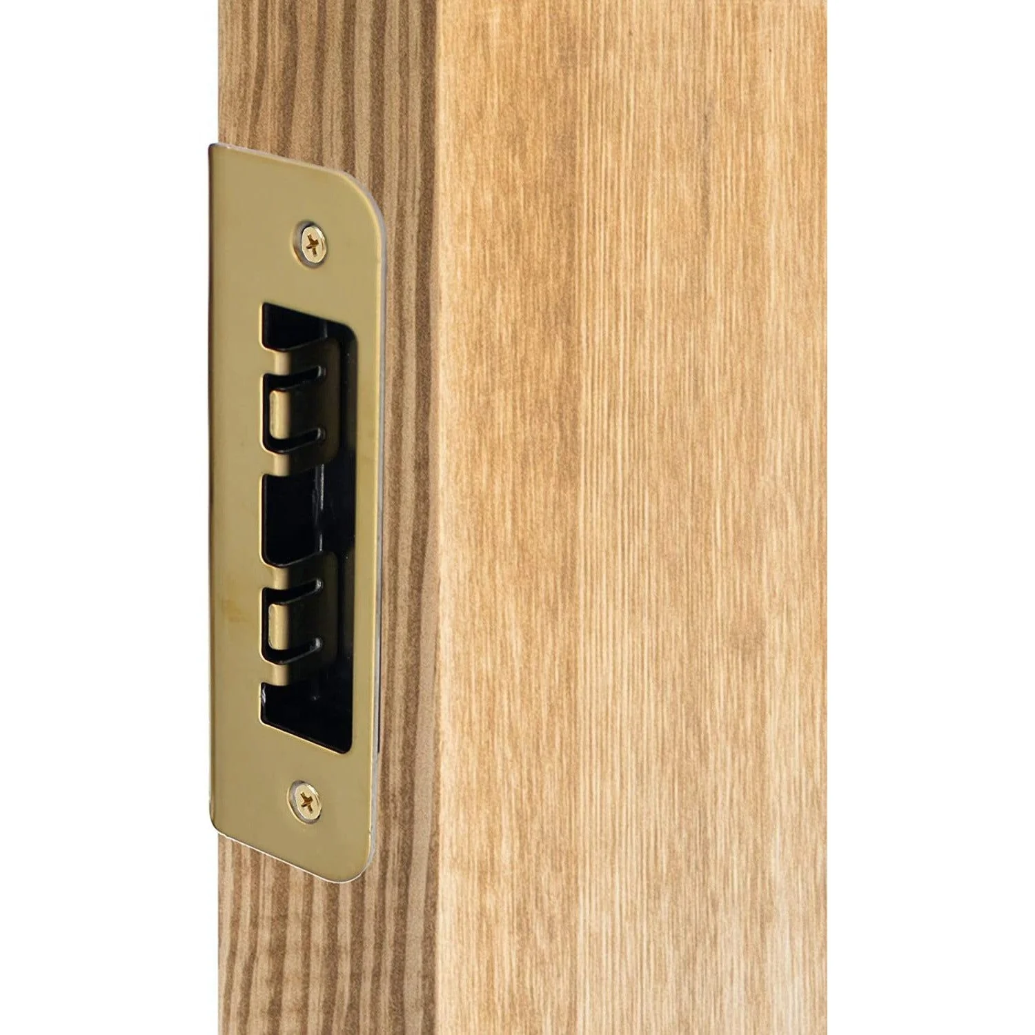 Mortice Bathroom Lock Radius Faceplate - 64mm Case / 44mm Backset - PVD Brass - Image 5