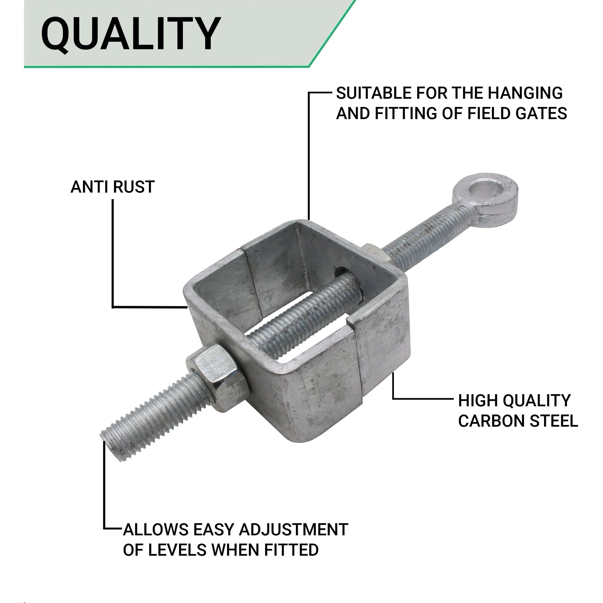 Adjustable Bottom Gate Fitting - 19mm Pin x 280mm - Galvanised - Image 4