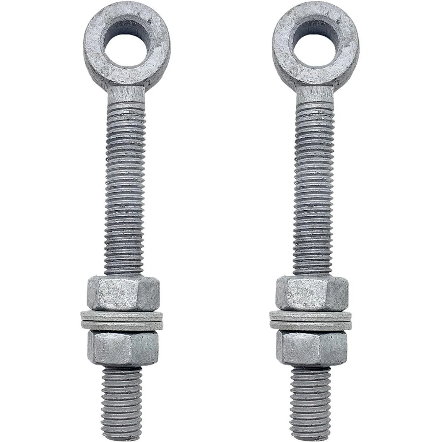 Adjustable Gate Eye Hinge Bolts - 19 x 100mm / 3/4 x 4 Inch - Galvanised - Pack of 2
