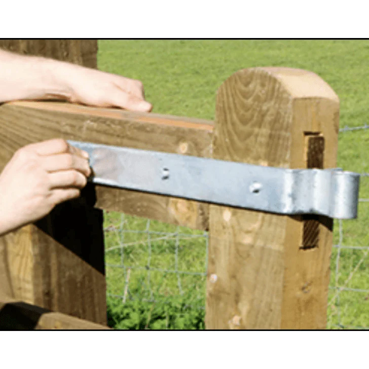 Field Gate Hinge Set Double Strap Adjustable Hook On Plate - (24" / 600mm) - Hot Dip Galvanised - Image 5