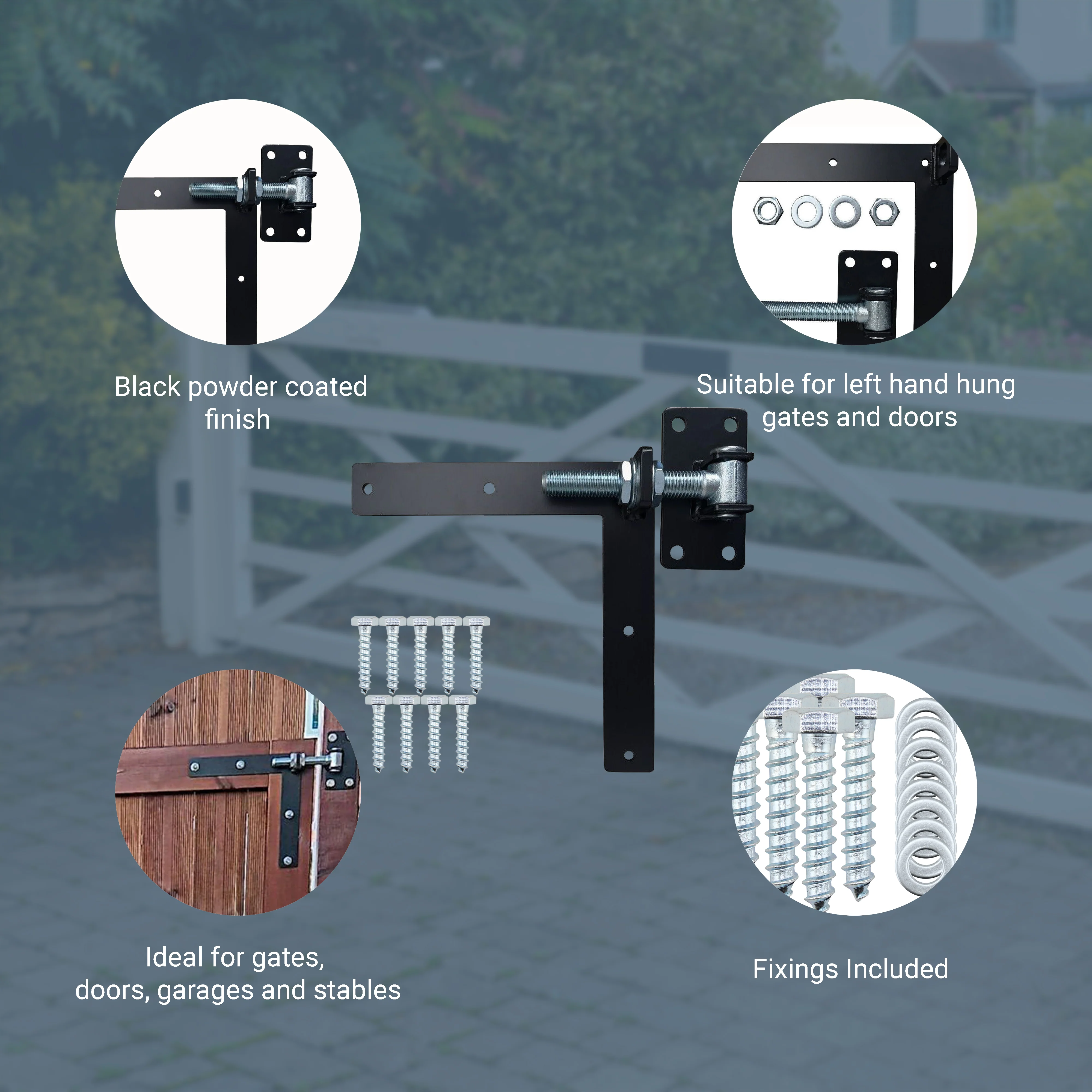 Adjustable Gate Hinges - Right Hand - 300 x 300mm - M24 - Black - Image 4