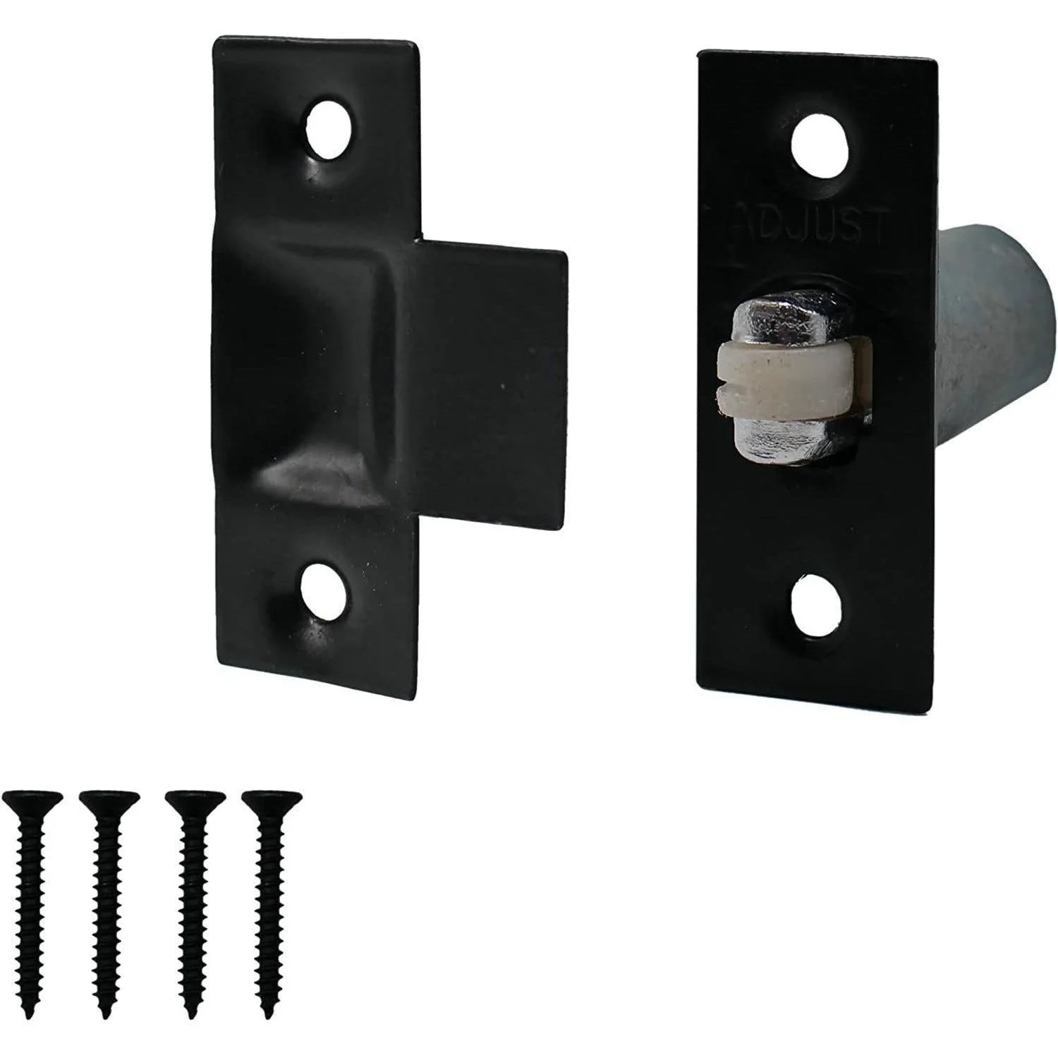 Adjustable Roller Catch Spring Loaded Latch Lock for Internal Doors - Black Plated