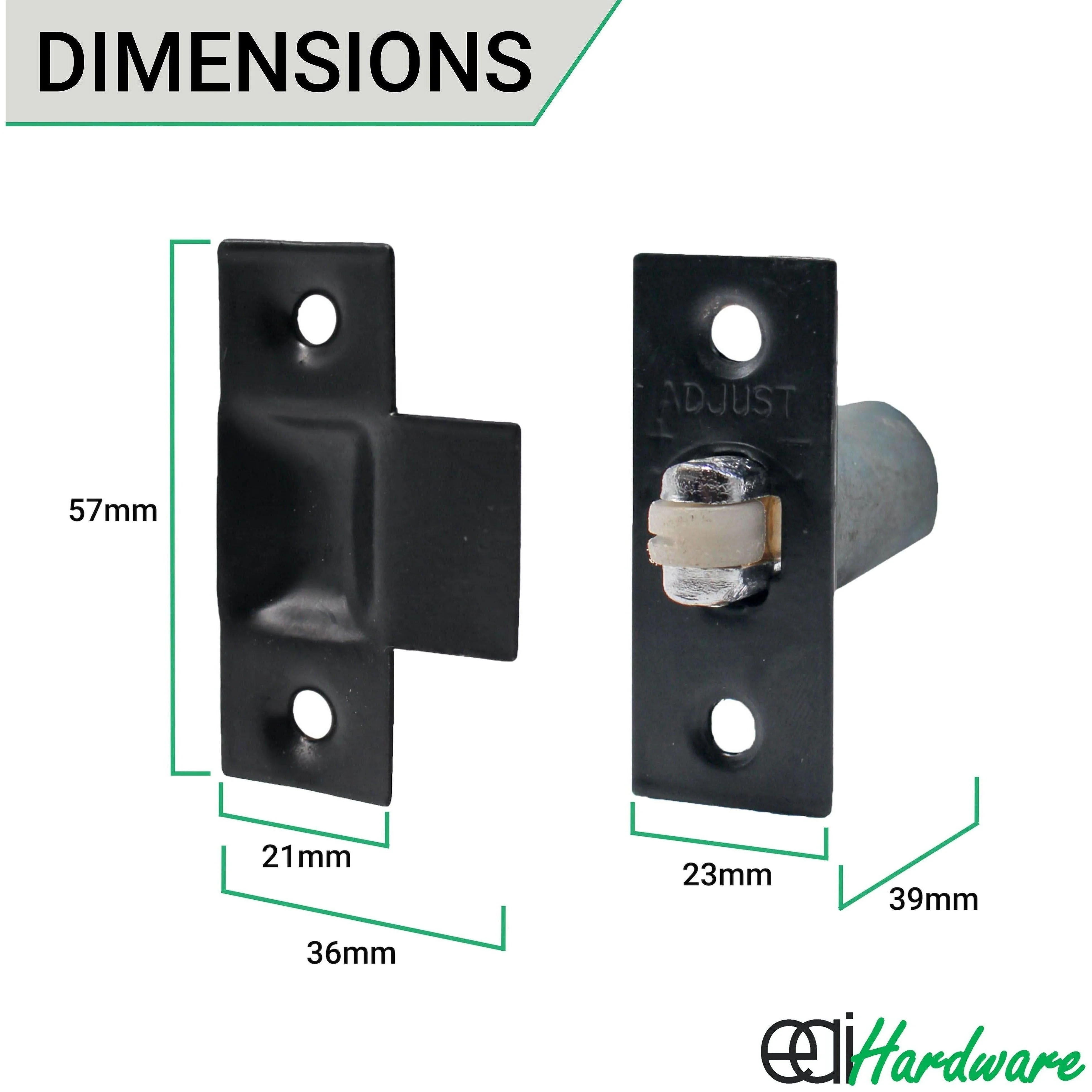 Adjustable Roller Catch Spring Loaded Latch Lock for Internal Doors - Black Plated - Image 4