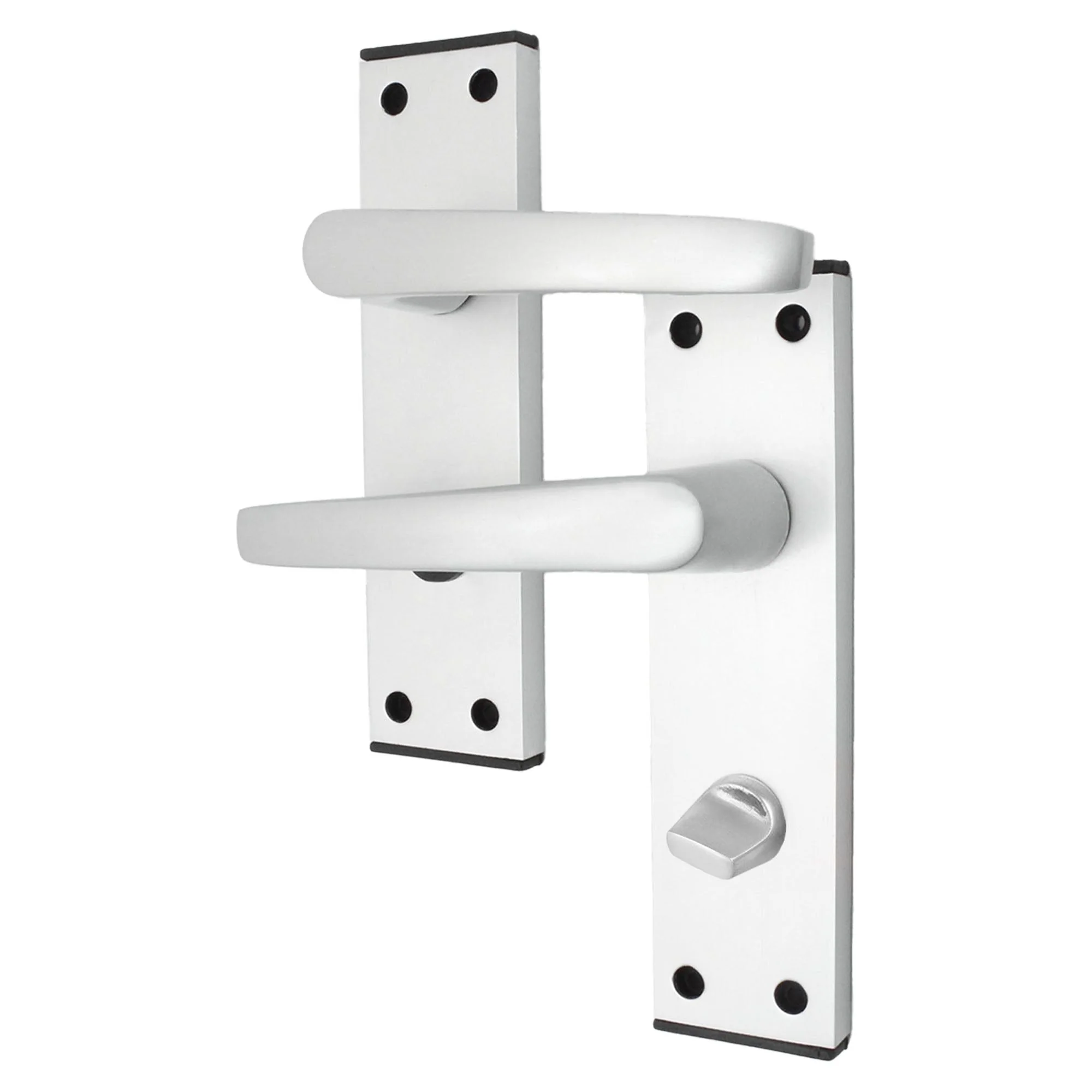 Aluminium Council Lever Bathroom Pack - 150 x 40mm - 66mm Lock x 76mm Hinges - Satin Aluminium - Image 2