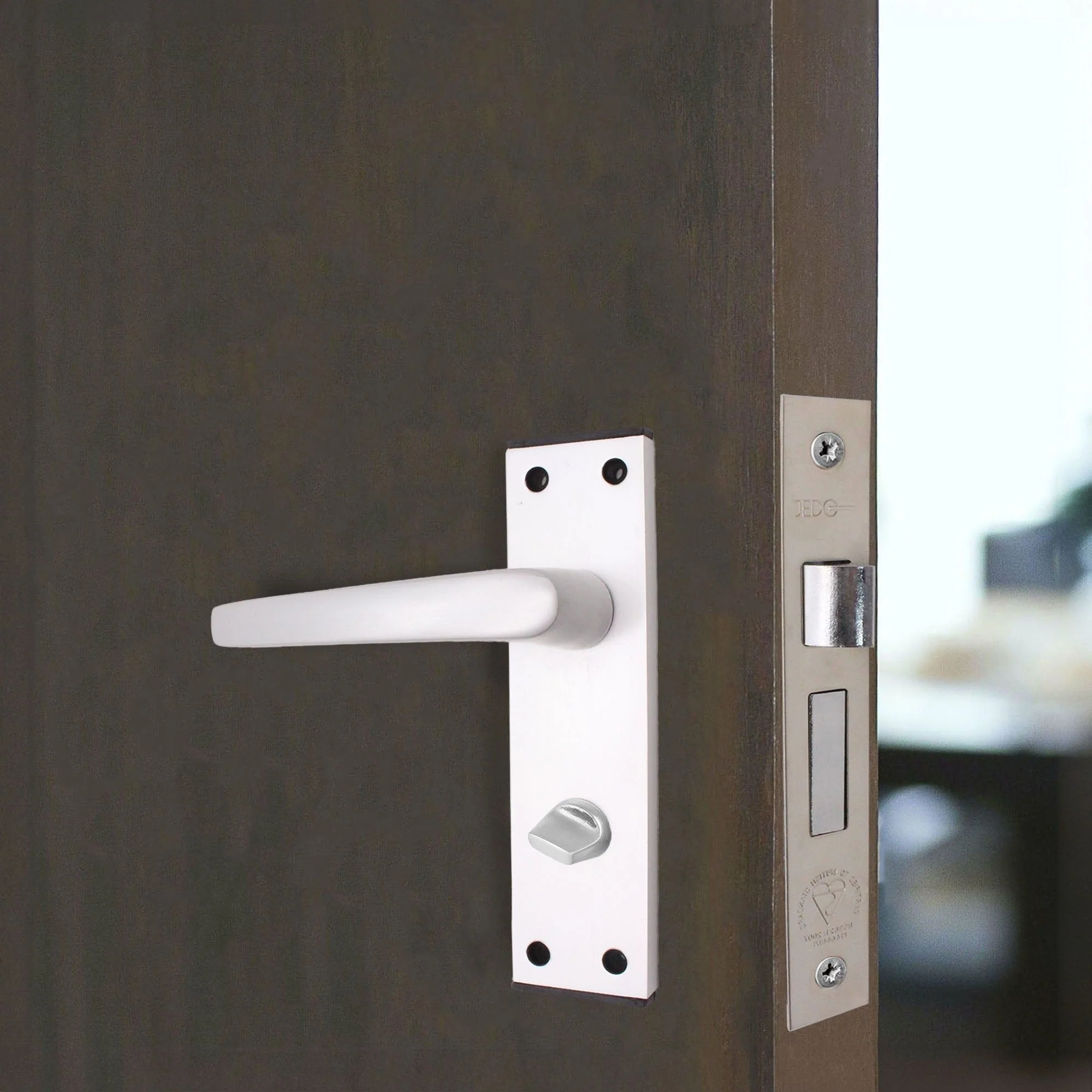Aluminium Council Lever Bathroom Pack - 150 x 40mm - 66mm Lock x 76mm Hinges - Satin Aluminium - Image 6