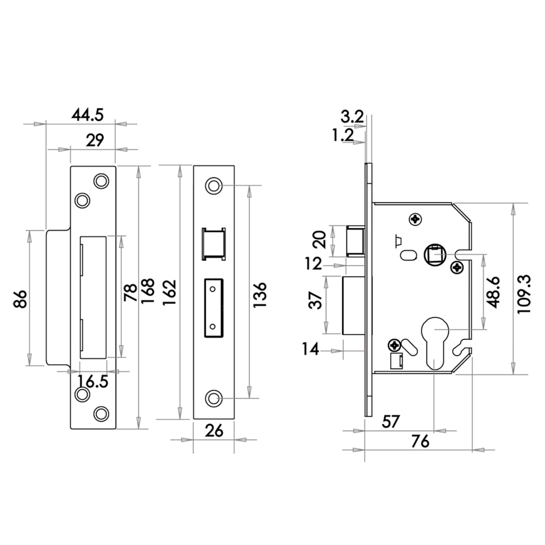 Aluminium Contractor Lever Euro Lock Cylinder & Turn Kit 48.5mm c/c Set - 154x41mm - Satin - Image 3