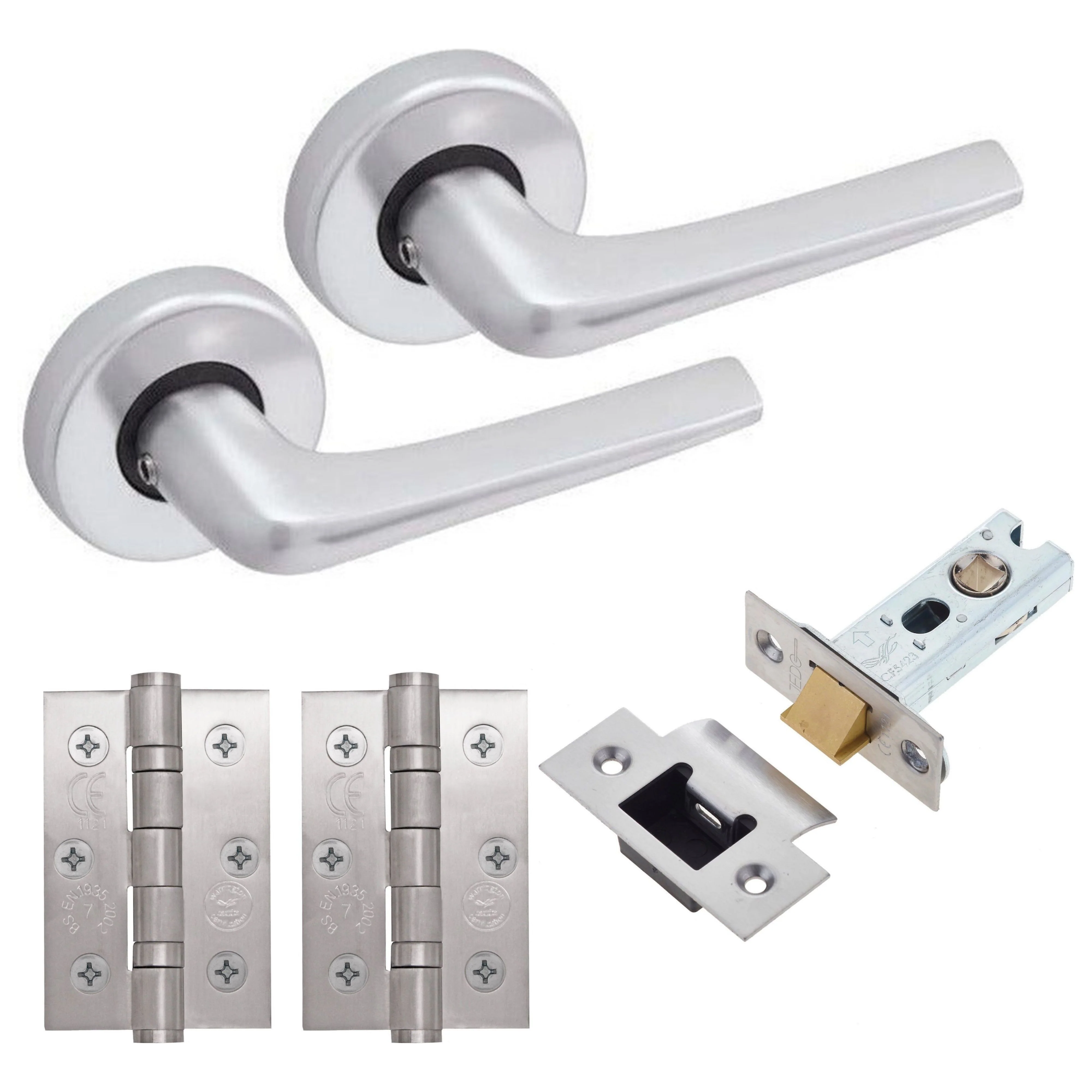 Aluminium Contractor Lever on Rose Council Latch Pack - 52x8mm Rose - Satin