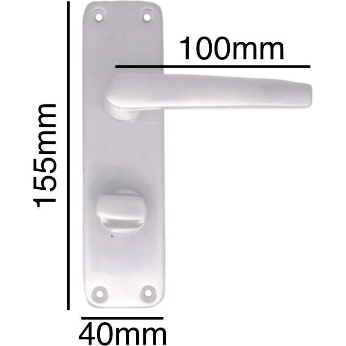 Aluminium Lever Door Handle Bathroom Kit Pack - 153 x 40mm - Satin Aluminium - Image 4