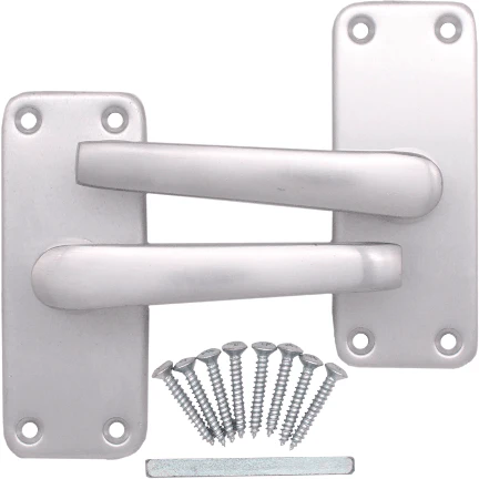 Aluminium Lever Door Handle Latch Kit / Pack - 104 x 40mm - Satin Aluminium - Image 2