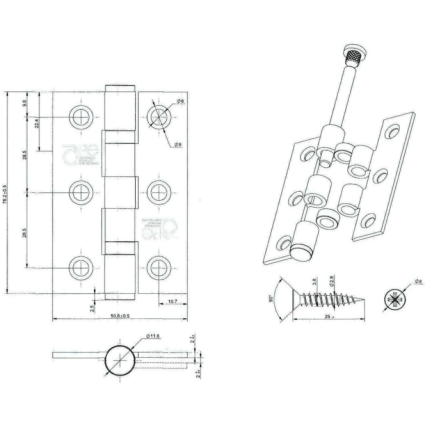 Aluminium Lever Door Handle Latch Kit / Pack - 104 x 40mm - Satin Aluminium - Image 9