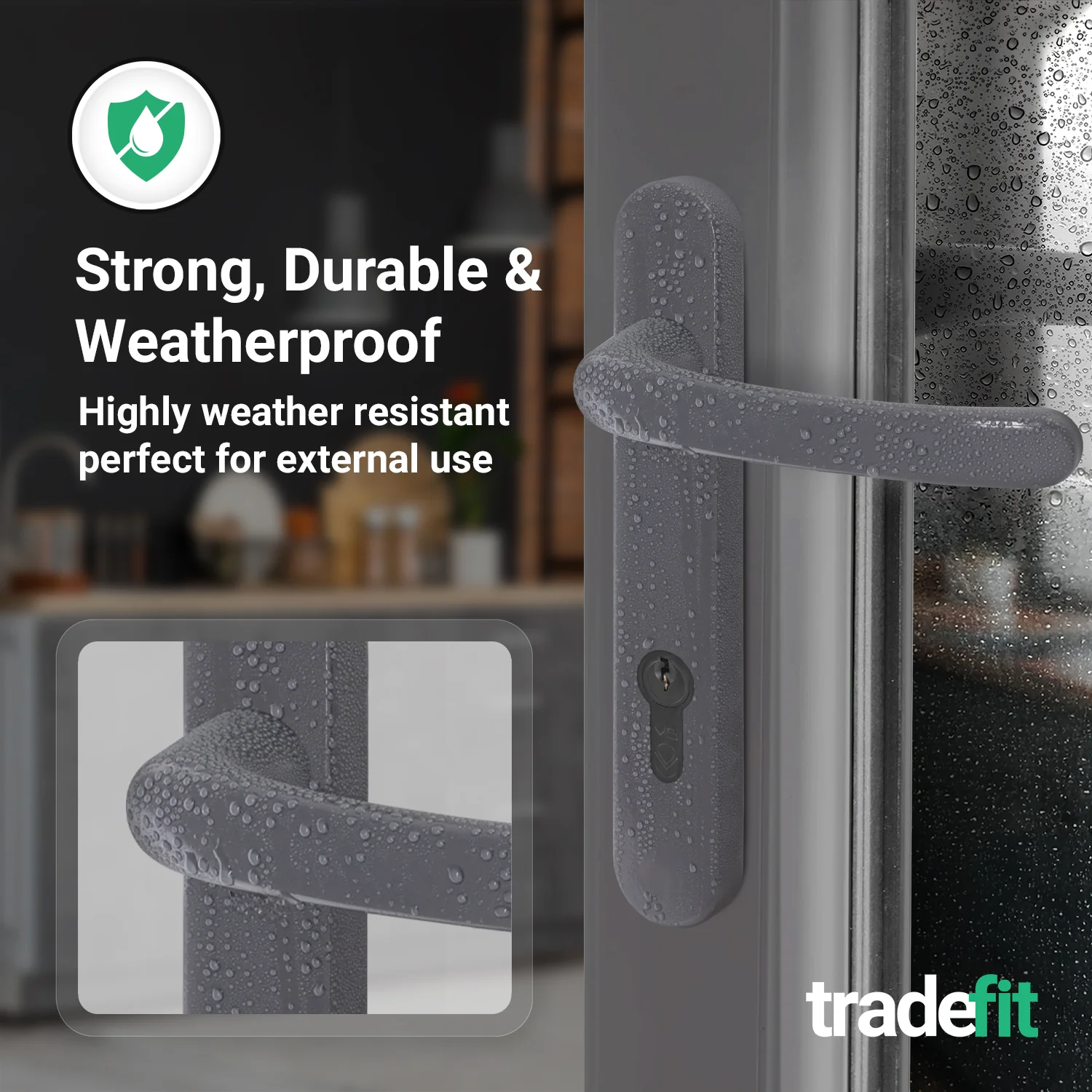 Anthracite Grey UPVC Door Handles - 92mm PZ Centres - 122mm Fixing Centres - 240 x 32mm - Image 5