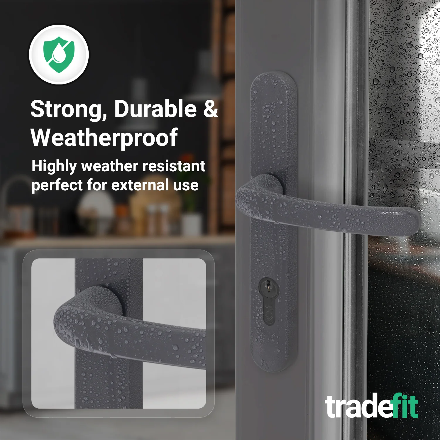 Anthracite Grey UPVC Door Handles - 92mm PZ Centres - 210 mm Fixing Centres - 242 x 34mm - Image 5