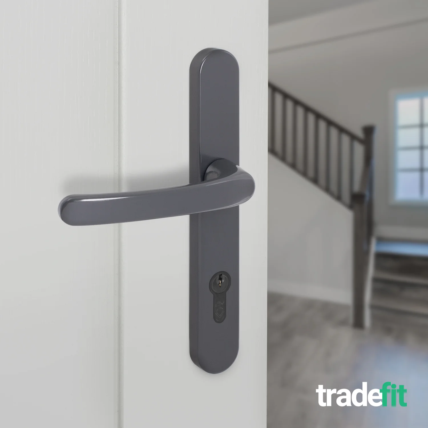 Anthracite Grey UPVC Door Handles - 92mm PZ Centres - 210 mm Fixing Centres - 242 x 34mm - Image 6