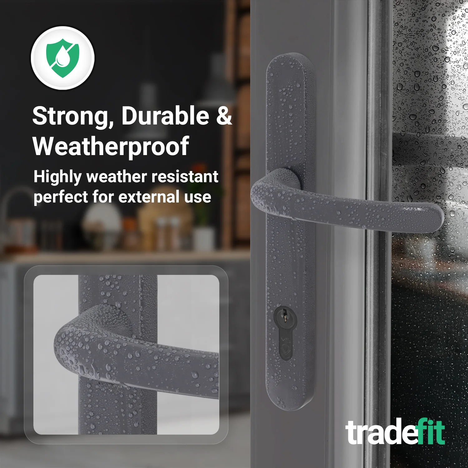 Anthracite Grey UPVC Door Handles - 92mm PZ Centres - 215mm Fixing Centres - 246 x 32mm - Image 5