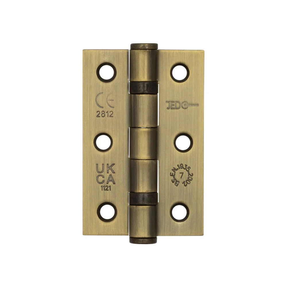 Antique Brass Fire Door Hinges - 3 Inch/76mm - Grade 7 Ball Bearing - Pack 2