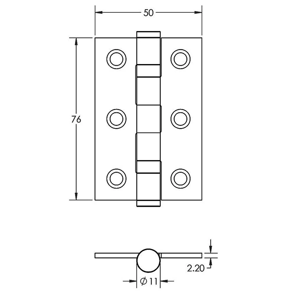 Antique Brass Fire Door Hinges - 3 Inch/76mm - Grade 7 Ball Bearing - Pack 2 - Image 2