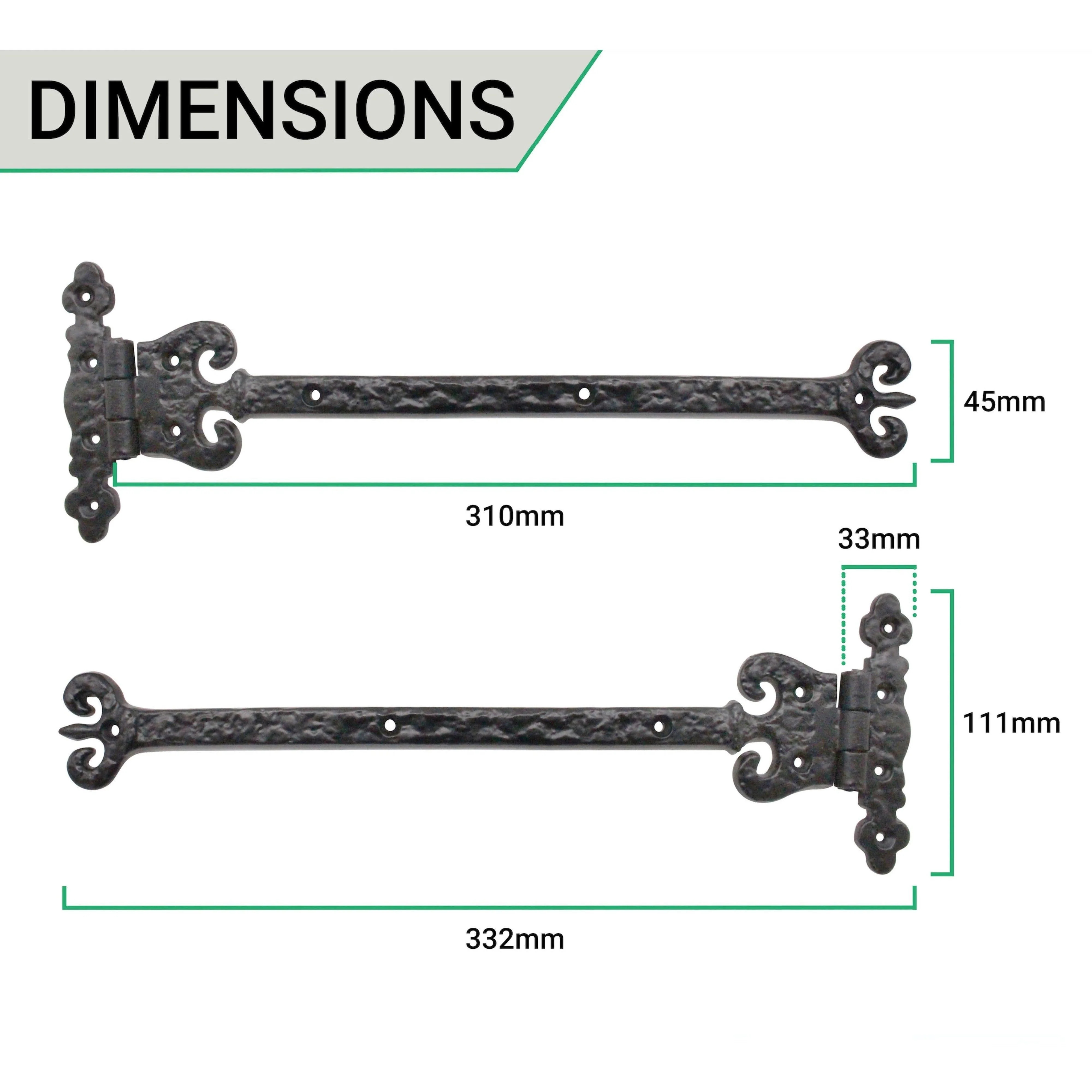 Antique Door and Gate Hinges - 13 x 4 Inches - Black - Image 4