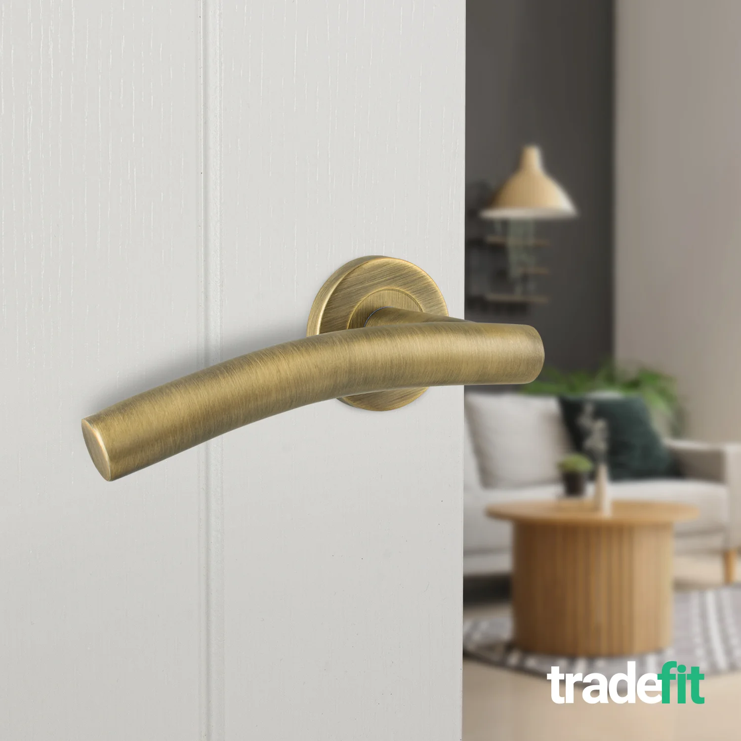 Arched Antique Brass Lever on Rose Door Handle Pack - 64mm Latch - Image 6