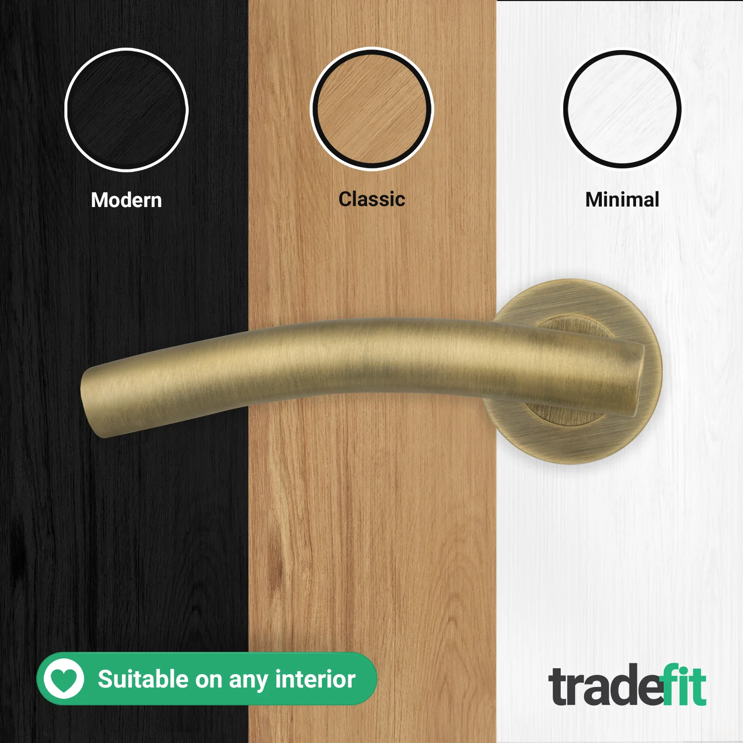 Arched Antique Brass Lever on Rose Door Handle Pack - 76mm Latch - Image 8