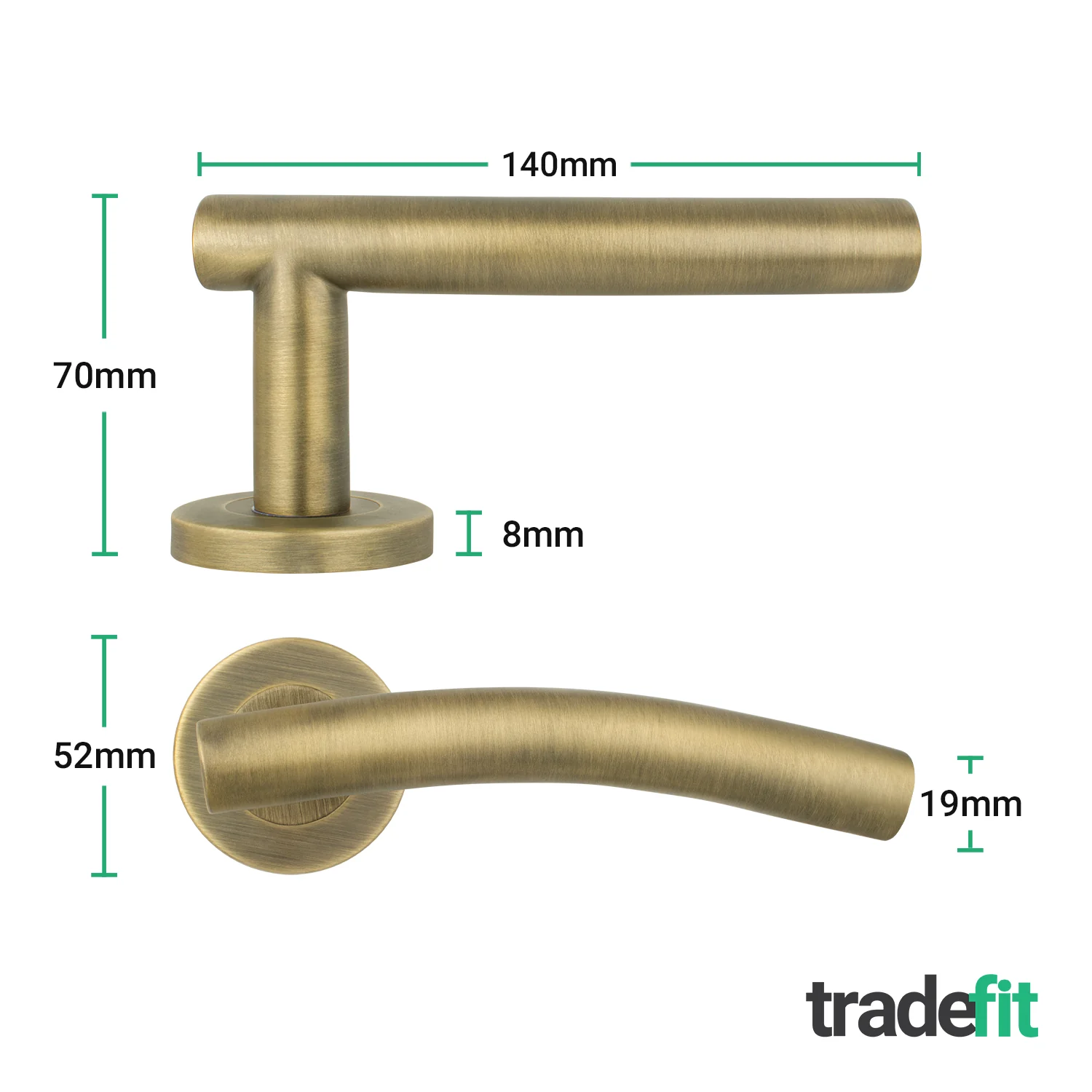 Arched Antique Brass Lever on Rose Door Handles - Image 2
